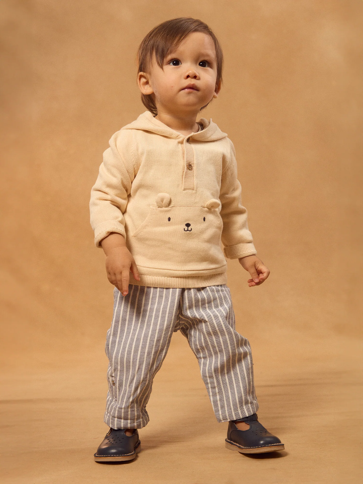 Pull à capuche beige Bébé Garçon - Image 4