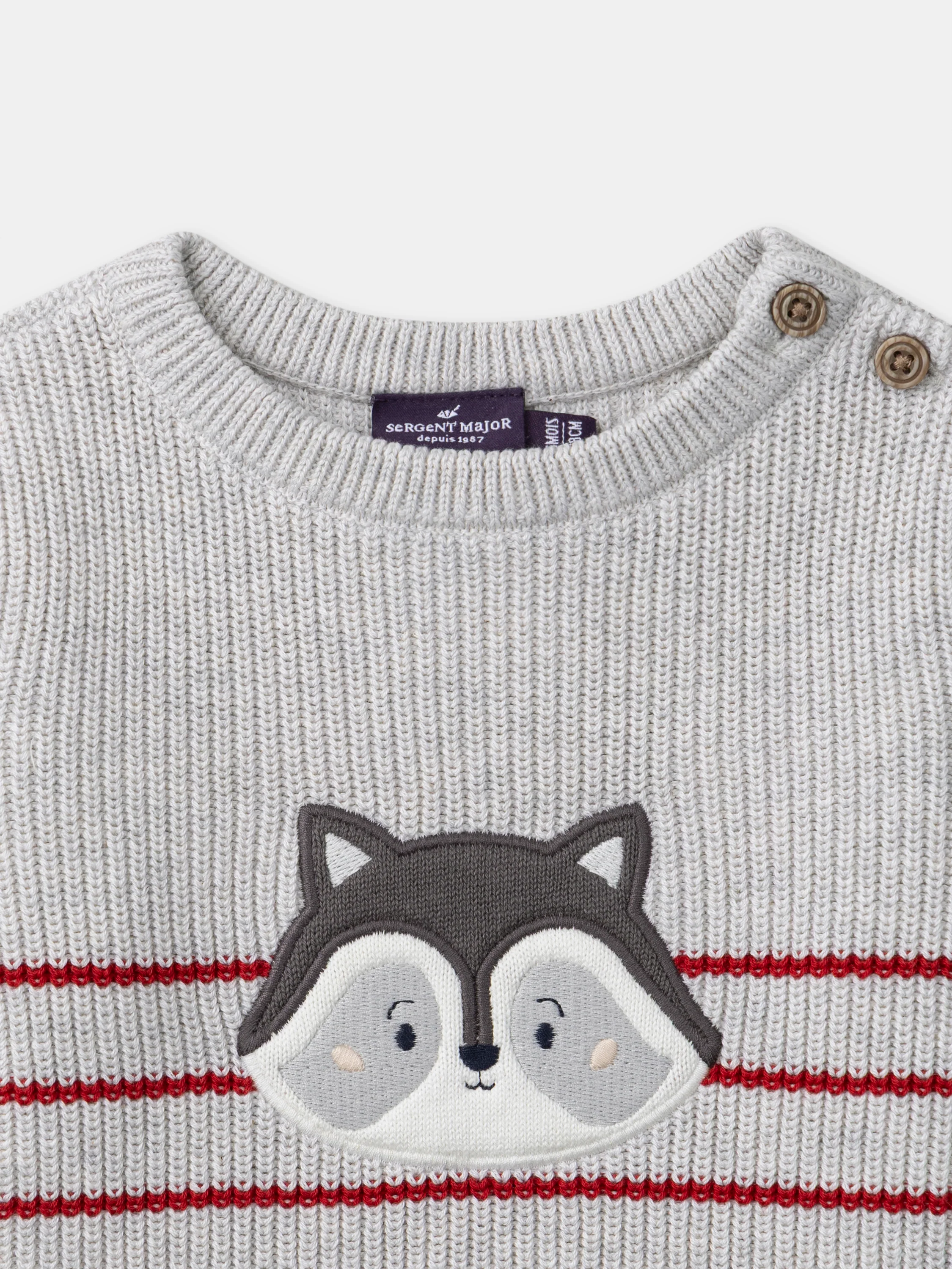 Pull gris avec patch raton laveur Bébé Garçon - Image 3