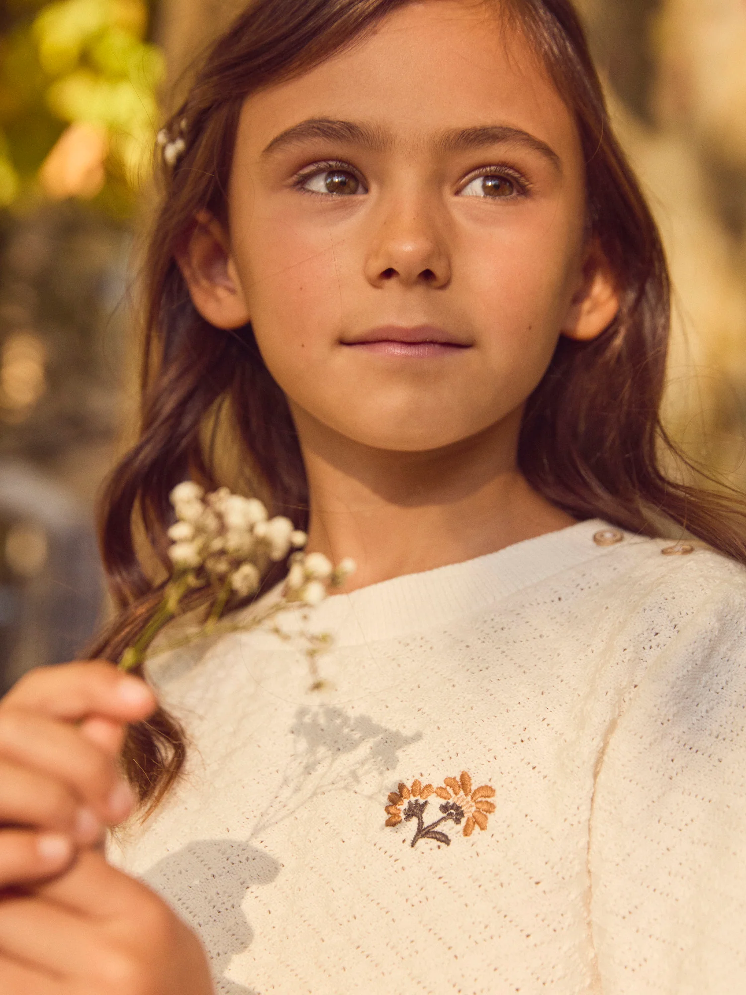 Pull manches courtes écru Fille - Image 3