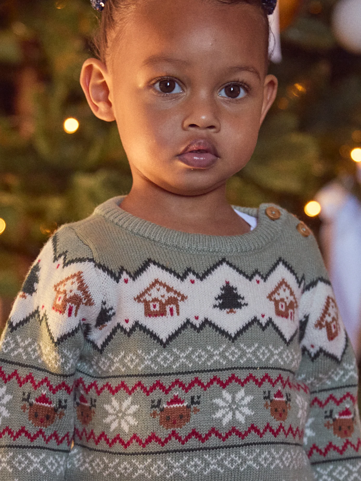 Pull de noël vert sauge Bébé Mixte - Image 4
