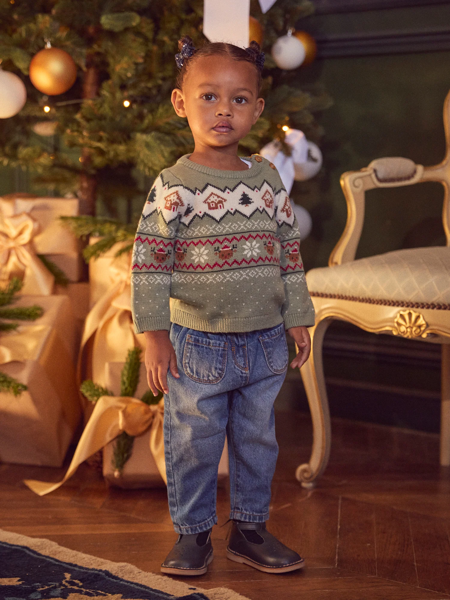 Pull de noël vert sauge Bébé Mixte - Image 5
