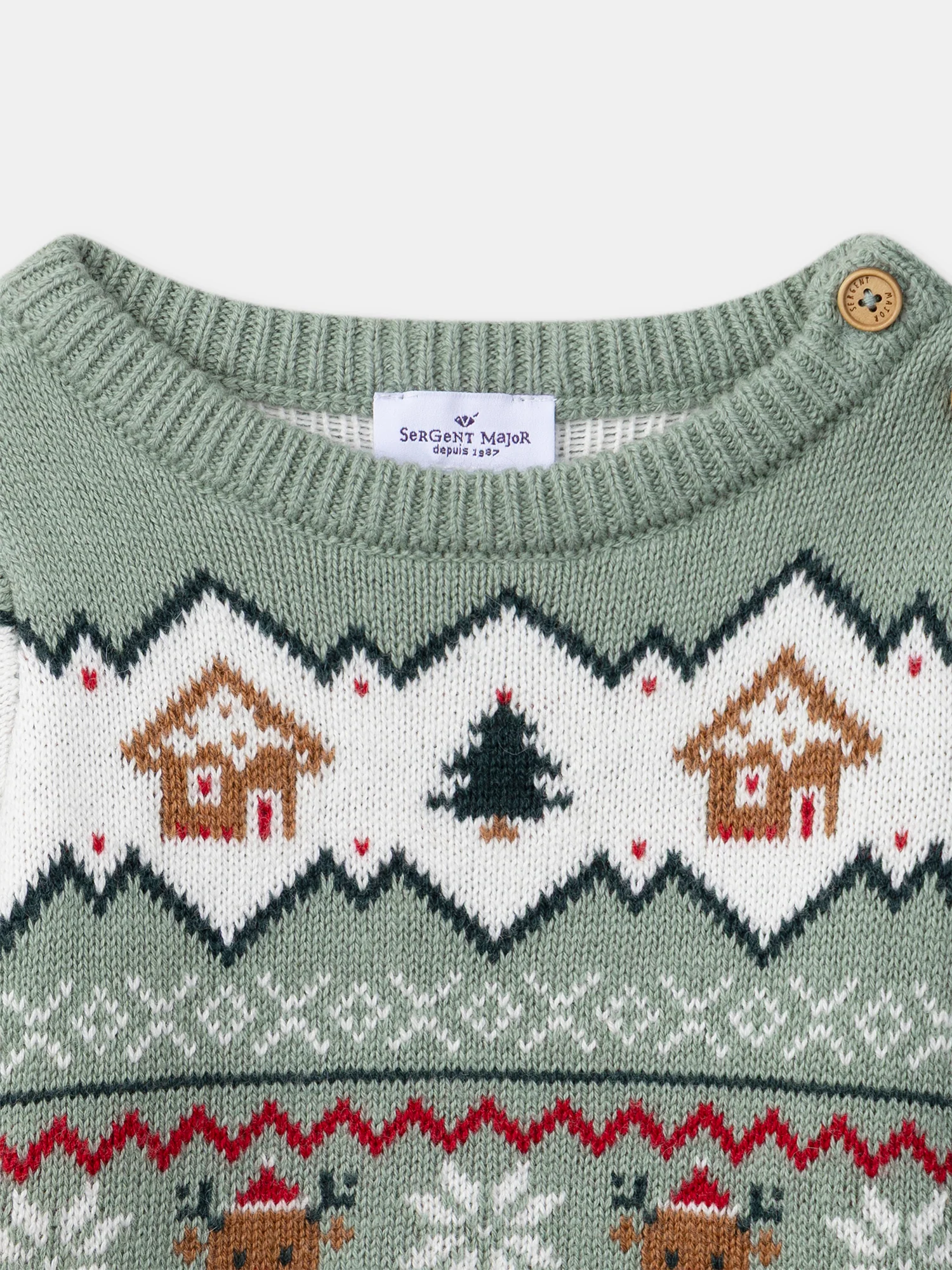 Pull de noël vert sauge Bébé Mixte - Image 7