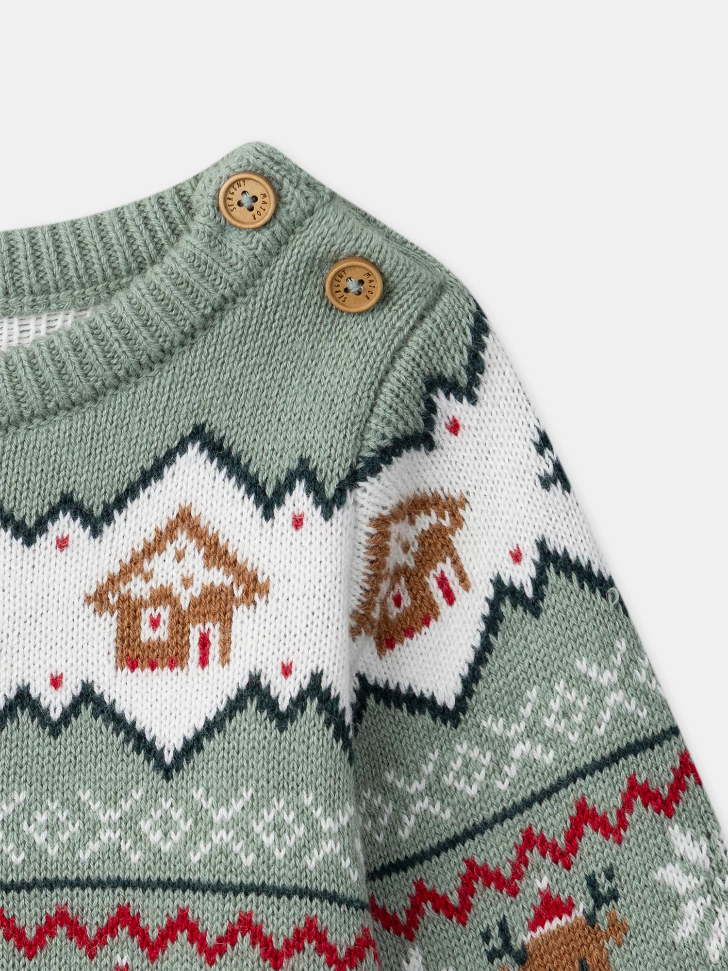 Pull de noël vert sauge Bébé Mixte - Image 8