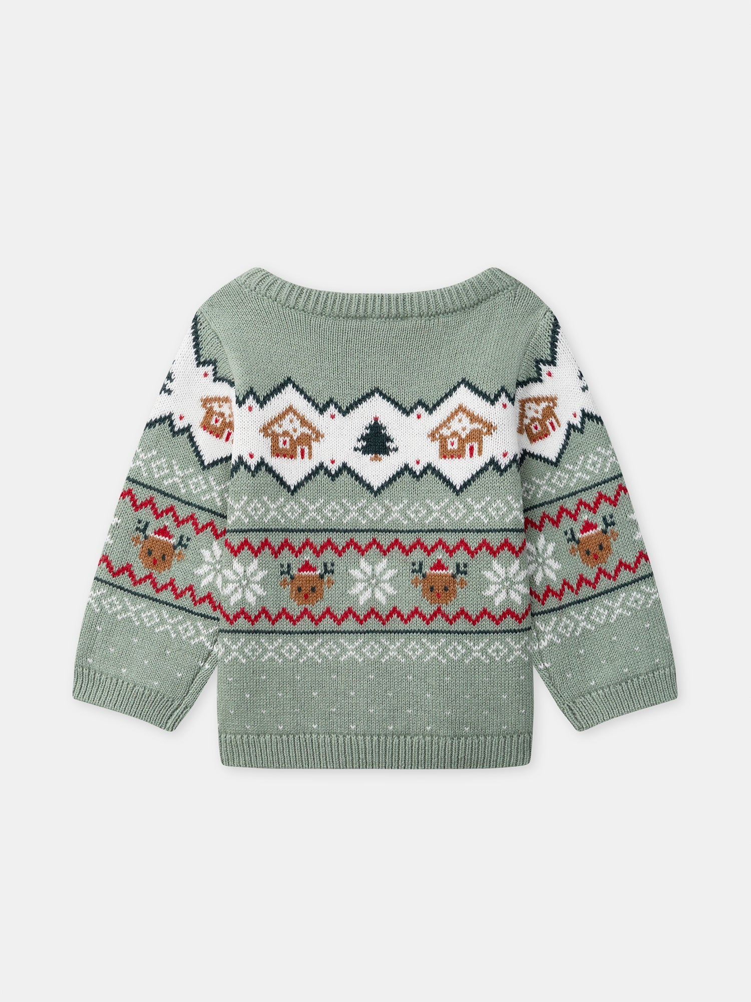 Pull de noël vert sauge Bébé Mixte - Image 9