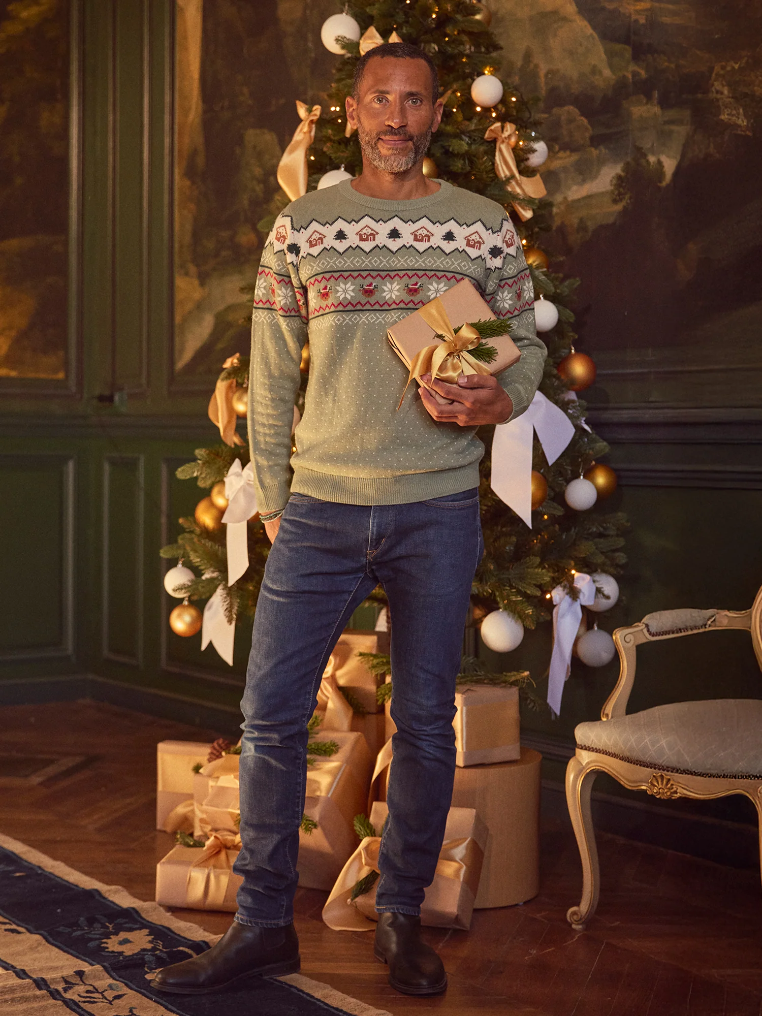 Pull de noël vert sauge Homme - Image 4