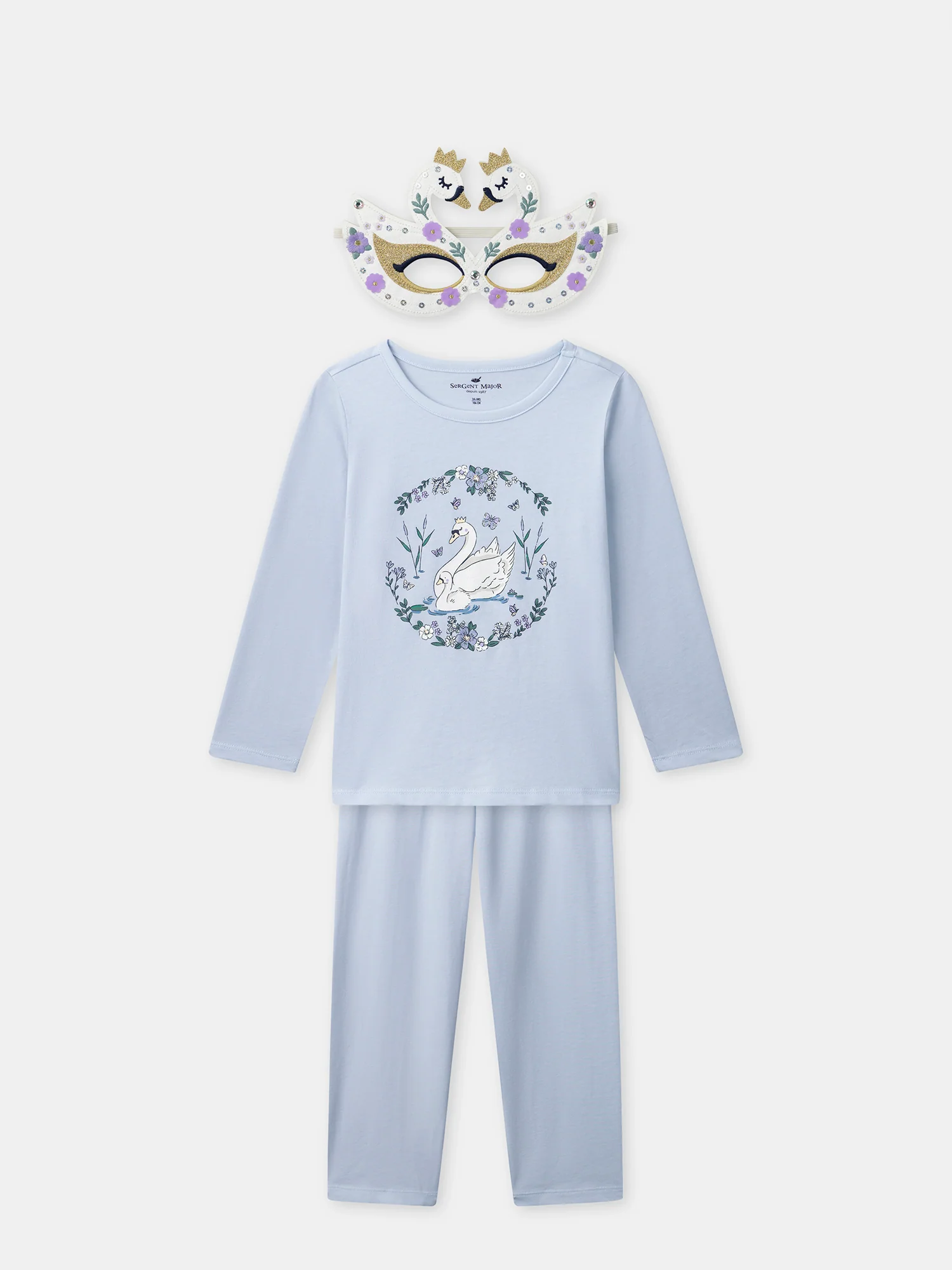 Pyjama bleu clair + masque cygne Fille