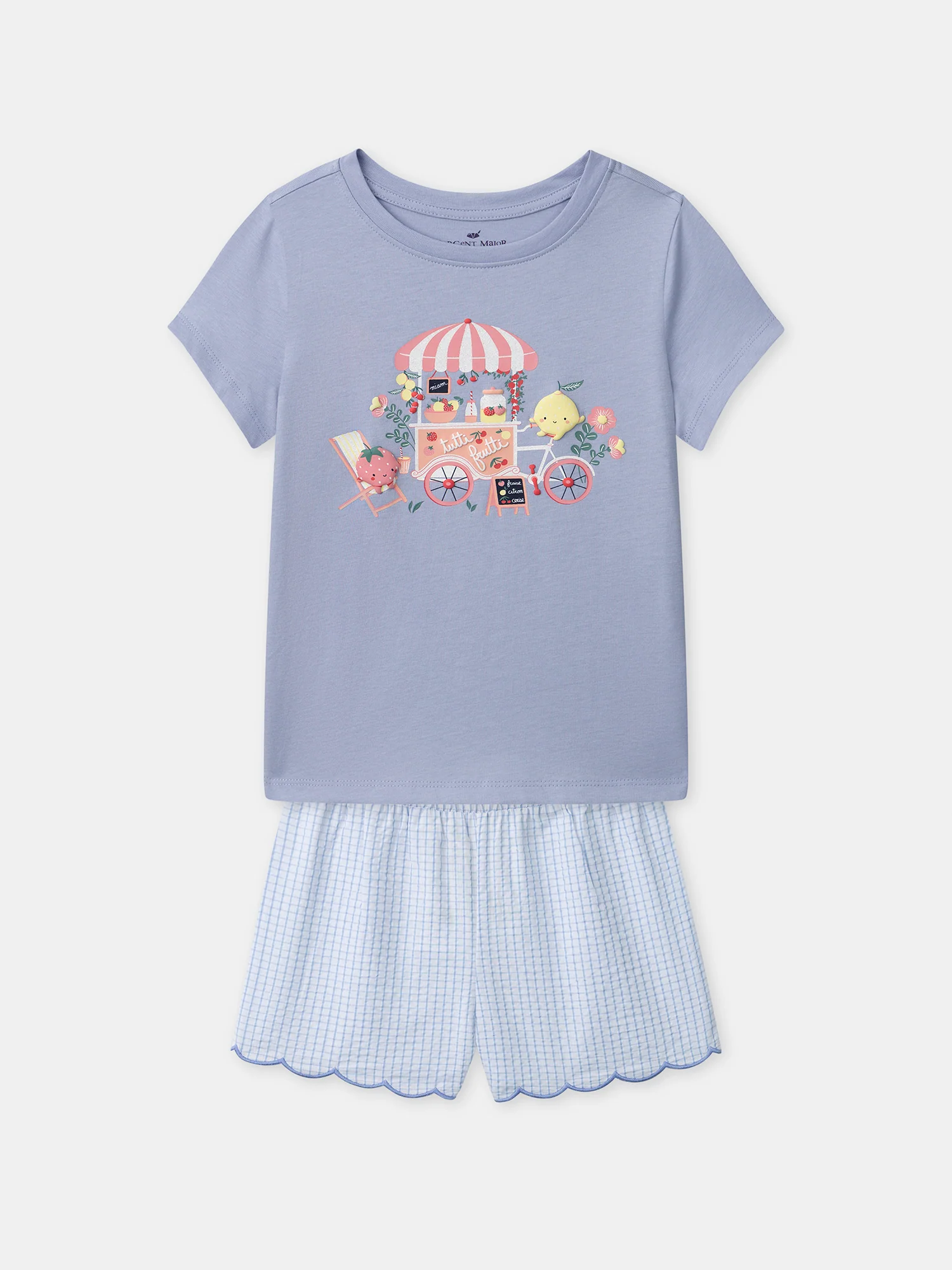 Pyjama bleu et à carreaux Fille