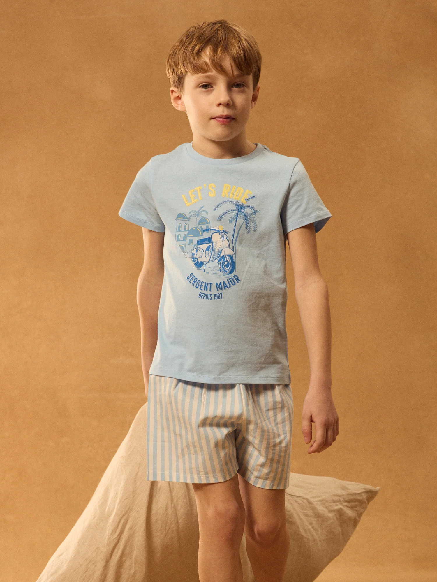 Pyjama bleu et à rayures Garçon - Image 2