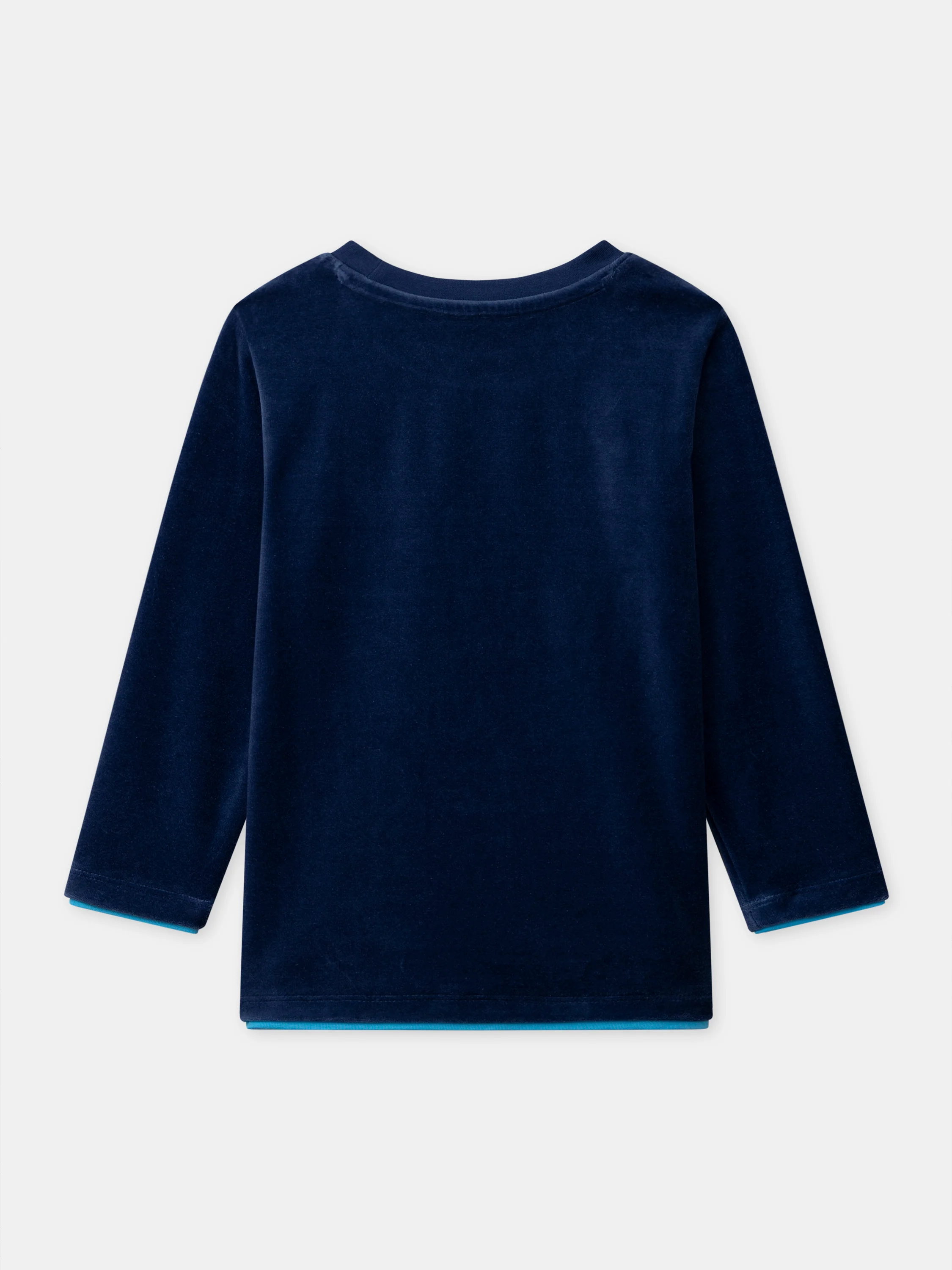 Pyjama bleu foncé en velours imprimé ours Garçon - Image 6