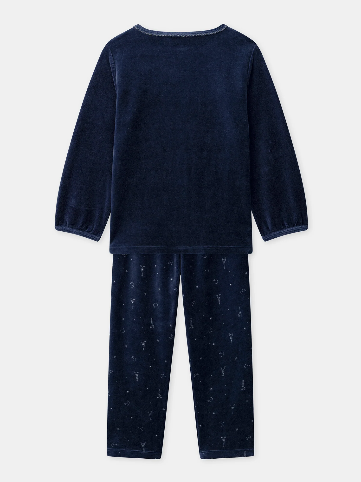 Pyjama bleu nuit en velours imprimé tour Eiffel Fille - Image 10