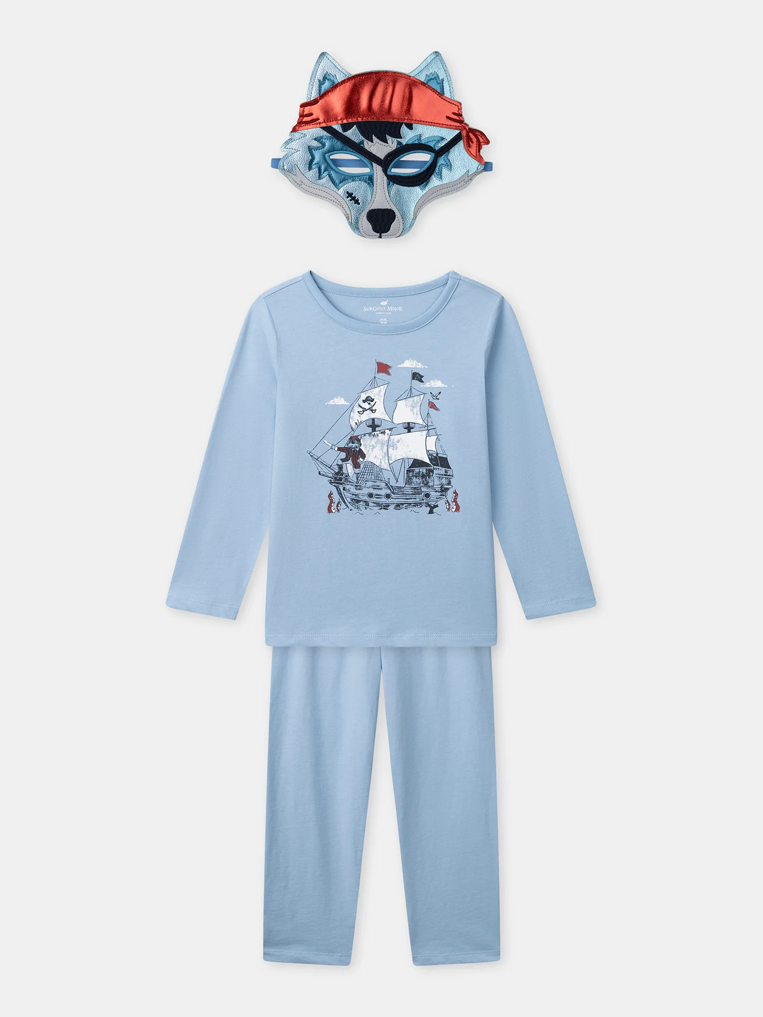 Pyjama bleu + masque loup Garçon