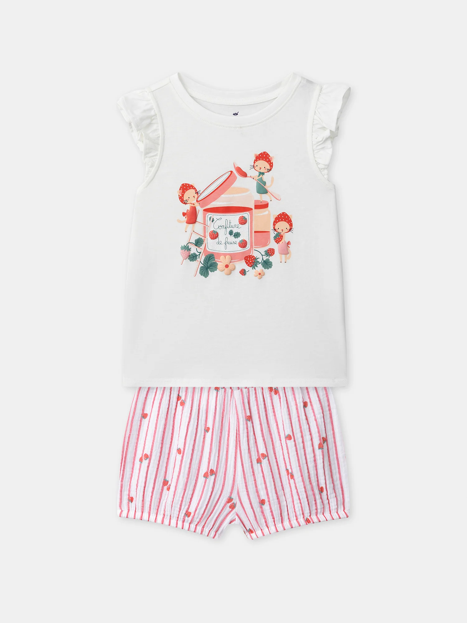 Pyjama écru imprimé fraises Fille