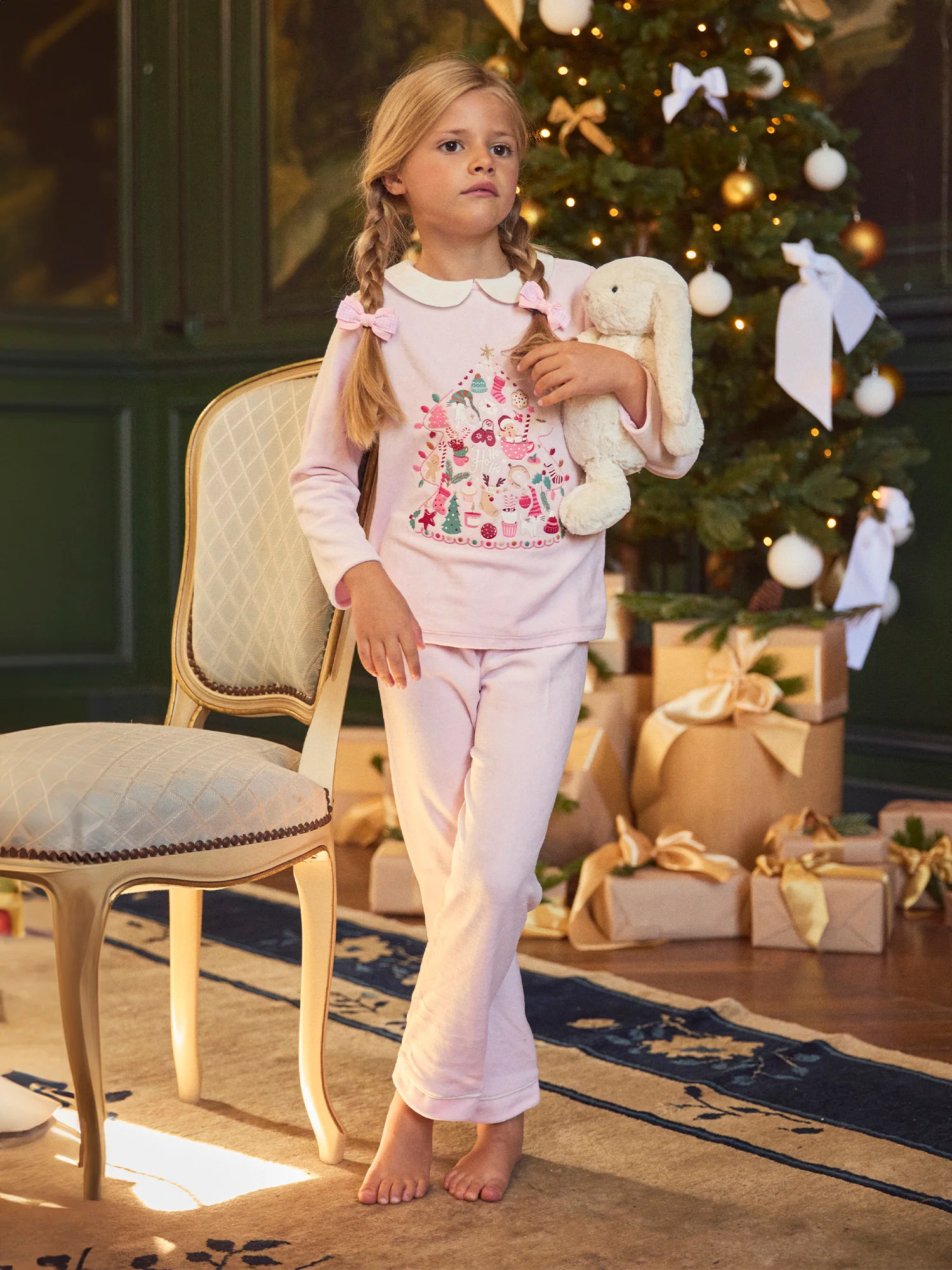 Pyjama rose en velours Fille - Image 2