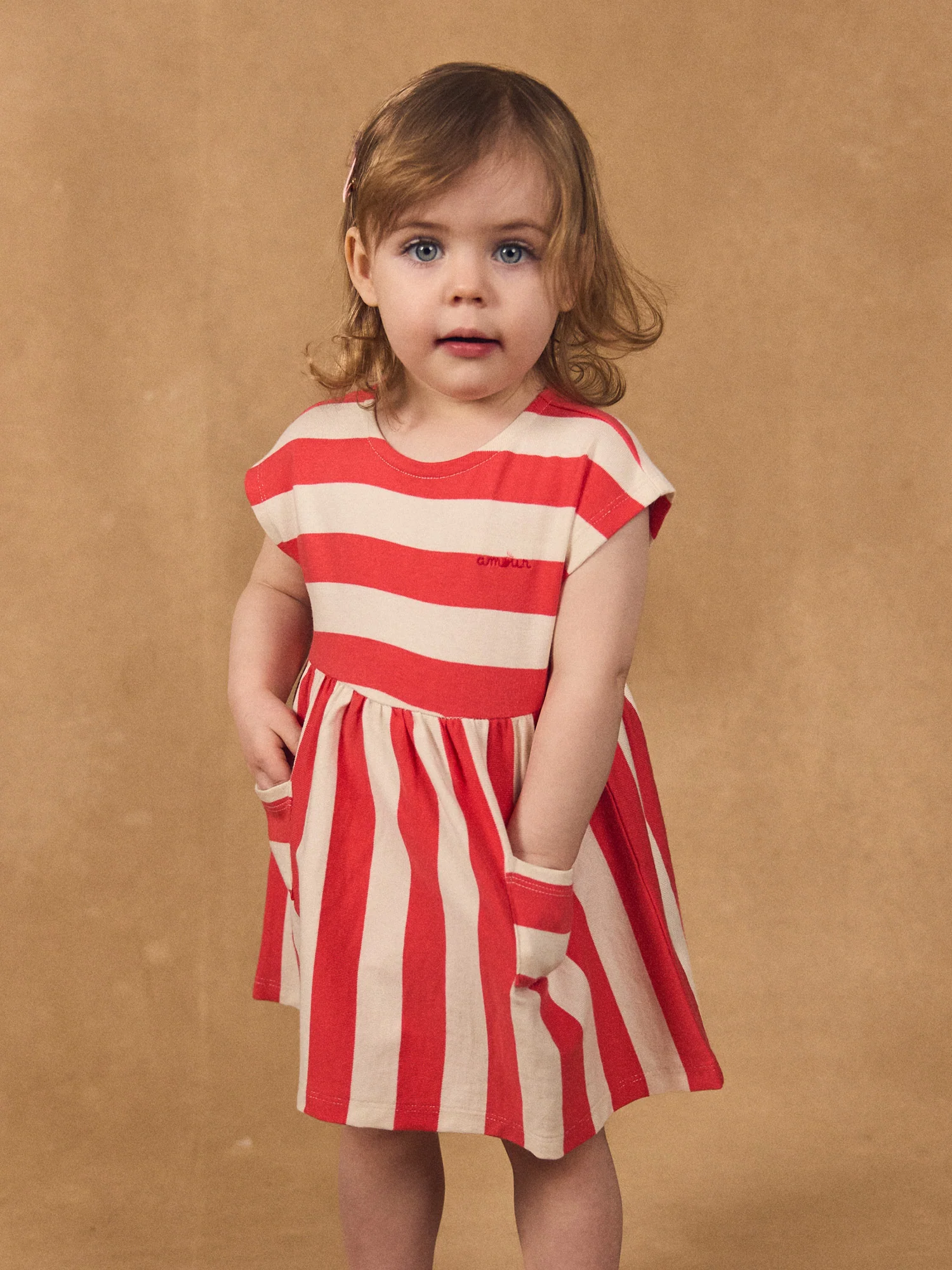 Robe à rayures rouges et écrues Bébé Fille - Image 2
