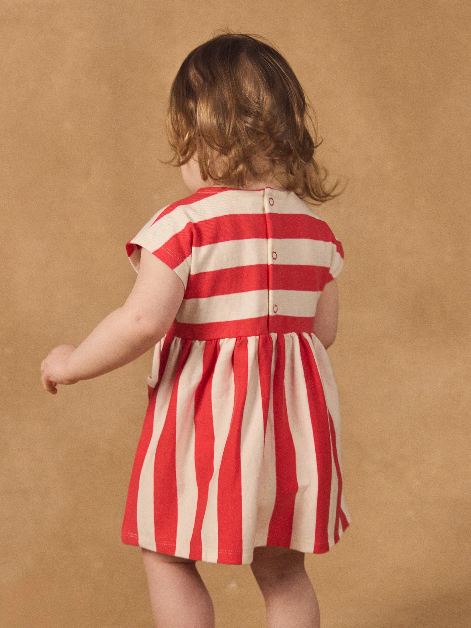 Robe à rayures rouges et écrues Bébé Fille - Image 5