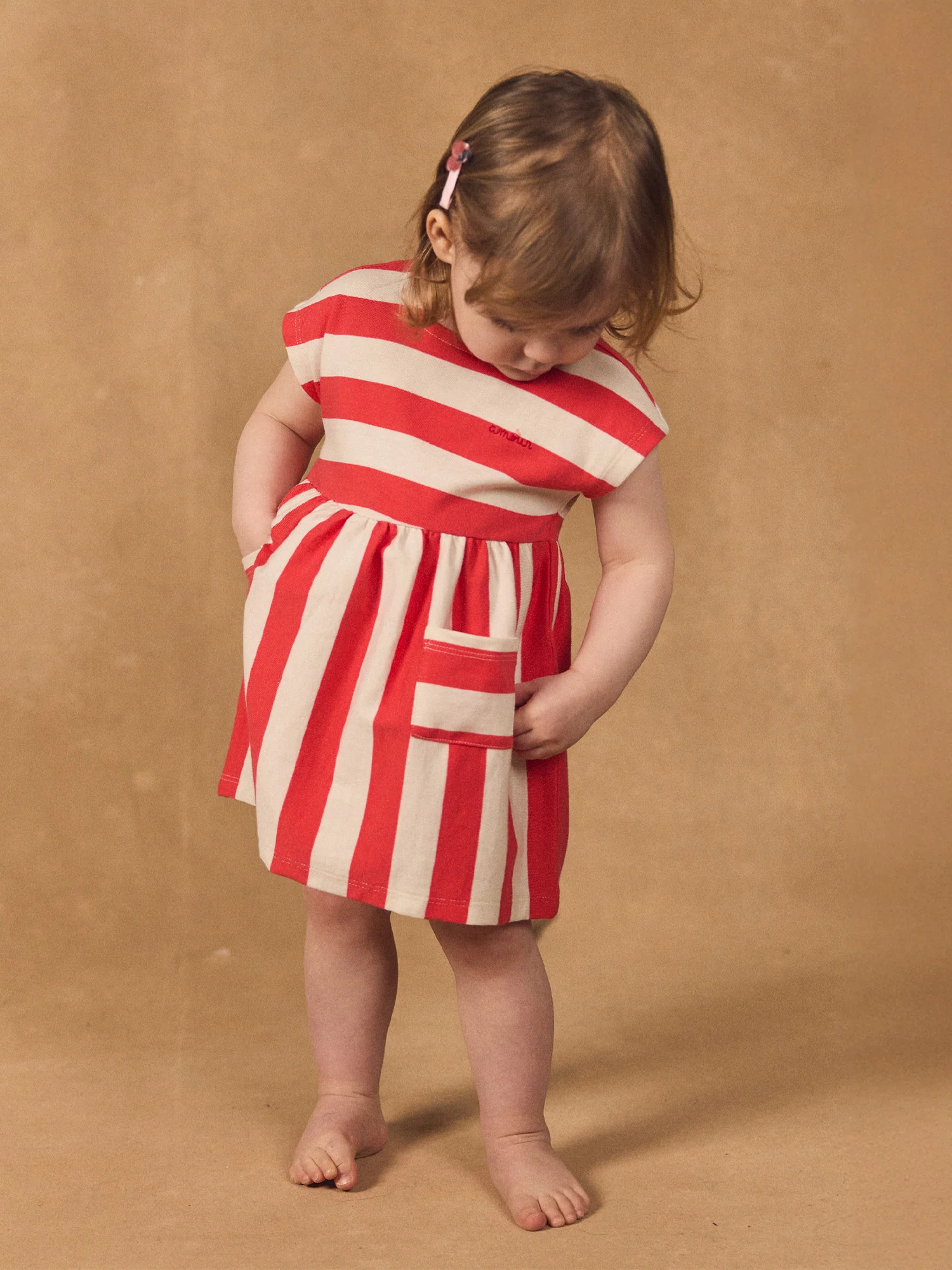 Robe à rayures rouges et écrues Bébé Fille - Image 6