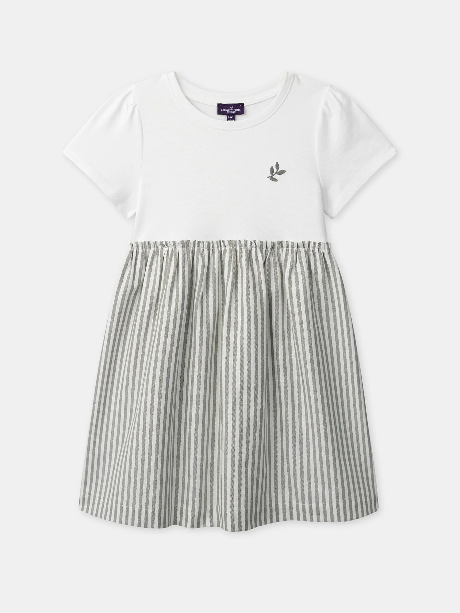 Robe bi-matière à rayures Fille