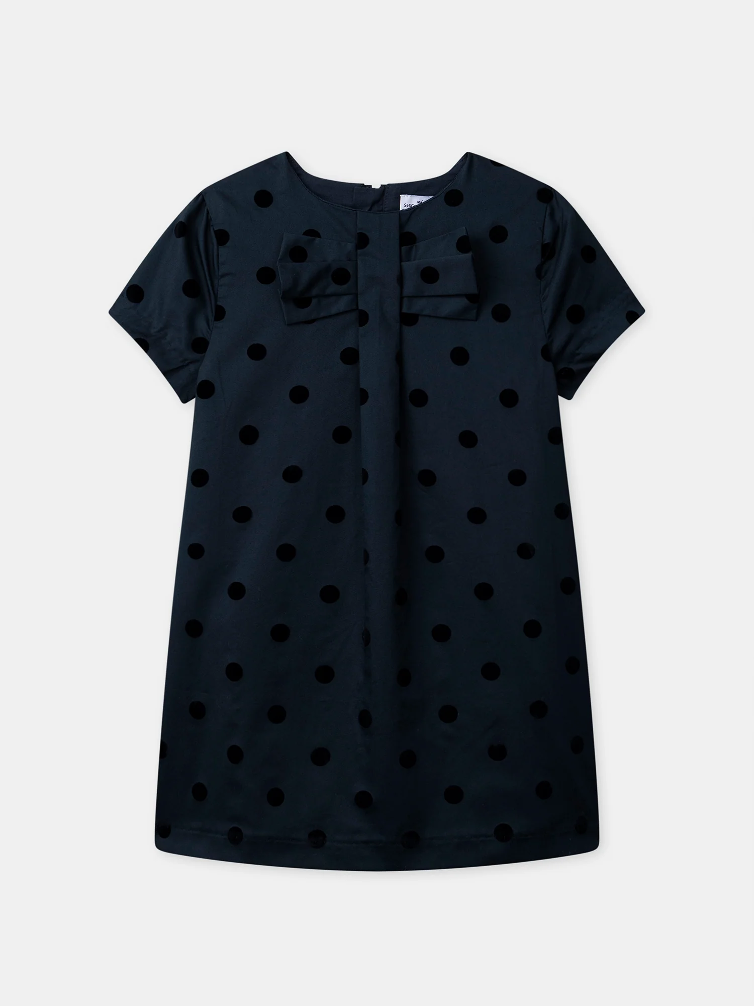 Robe Noël bleue marine à pois Fille
