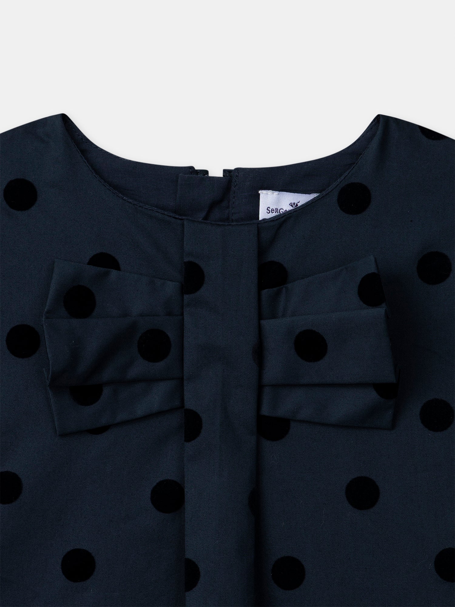 Robe Noël bleue marine à pois Fille - Image 2