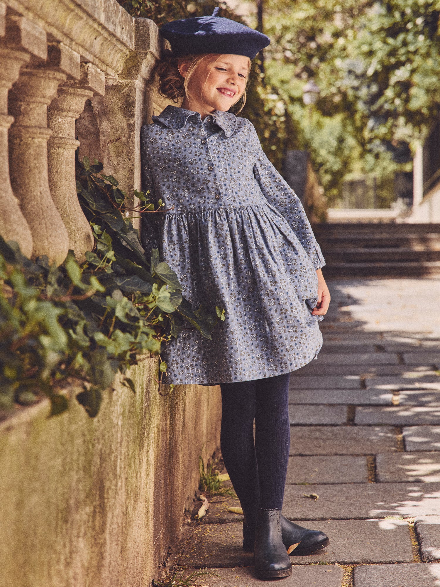 Robe bleue imprimé fleuri Fille - Image 4