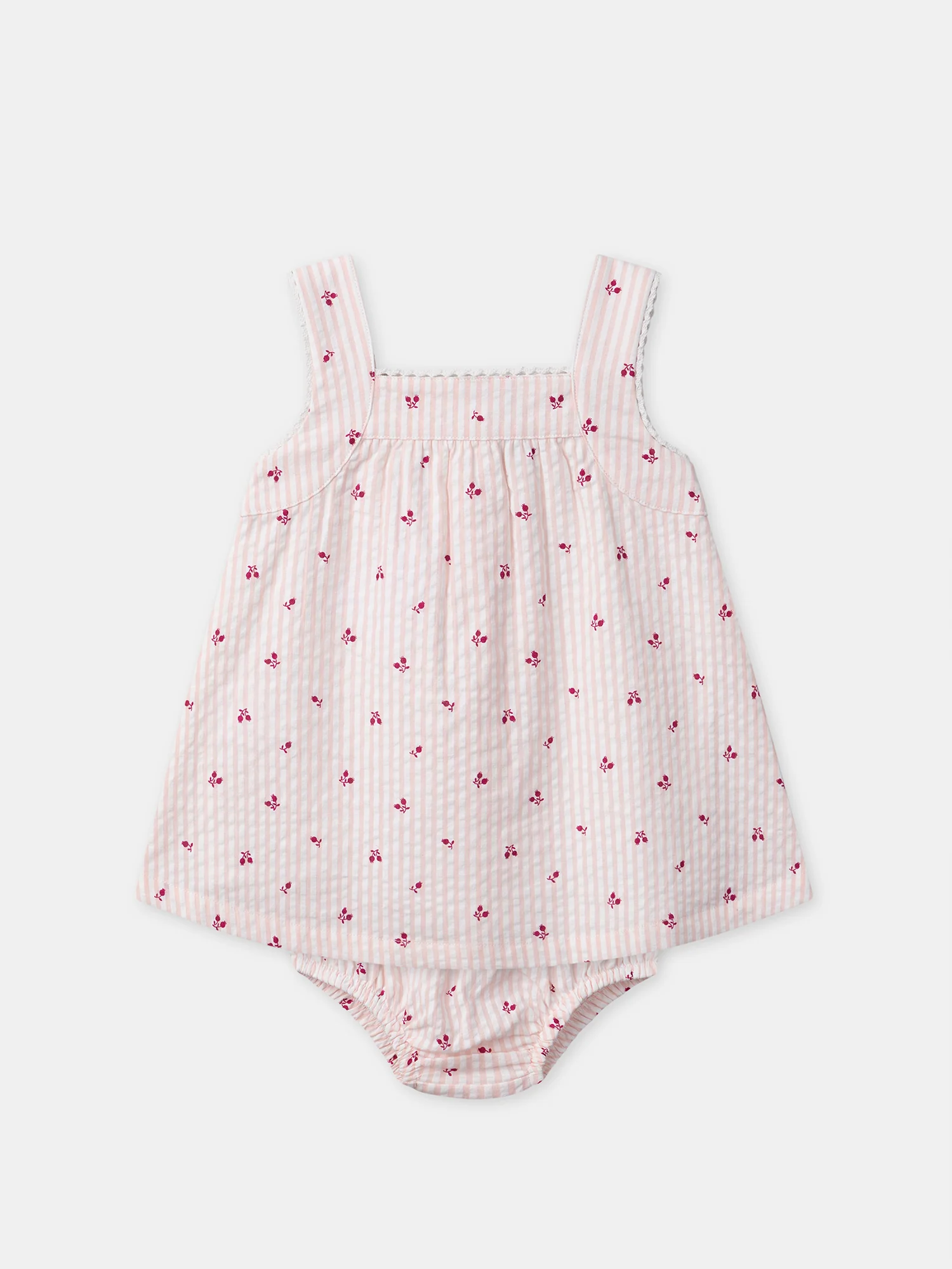 Robe + bloomer à rayures roses Bébé Fille