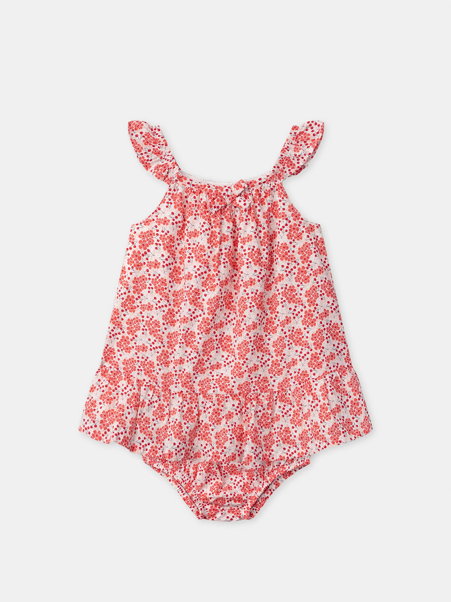 Robe + bloomer imprimé fleurie et cerises Bébé Fille