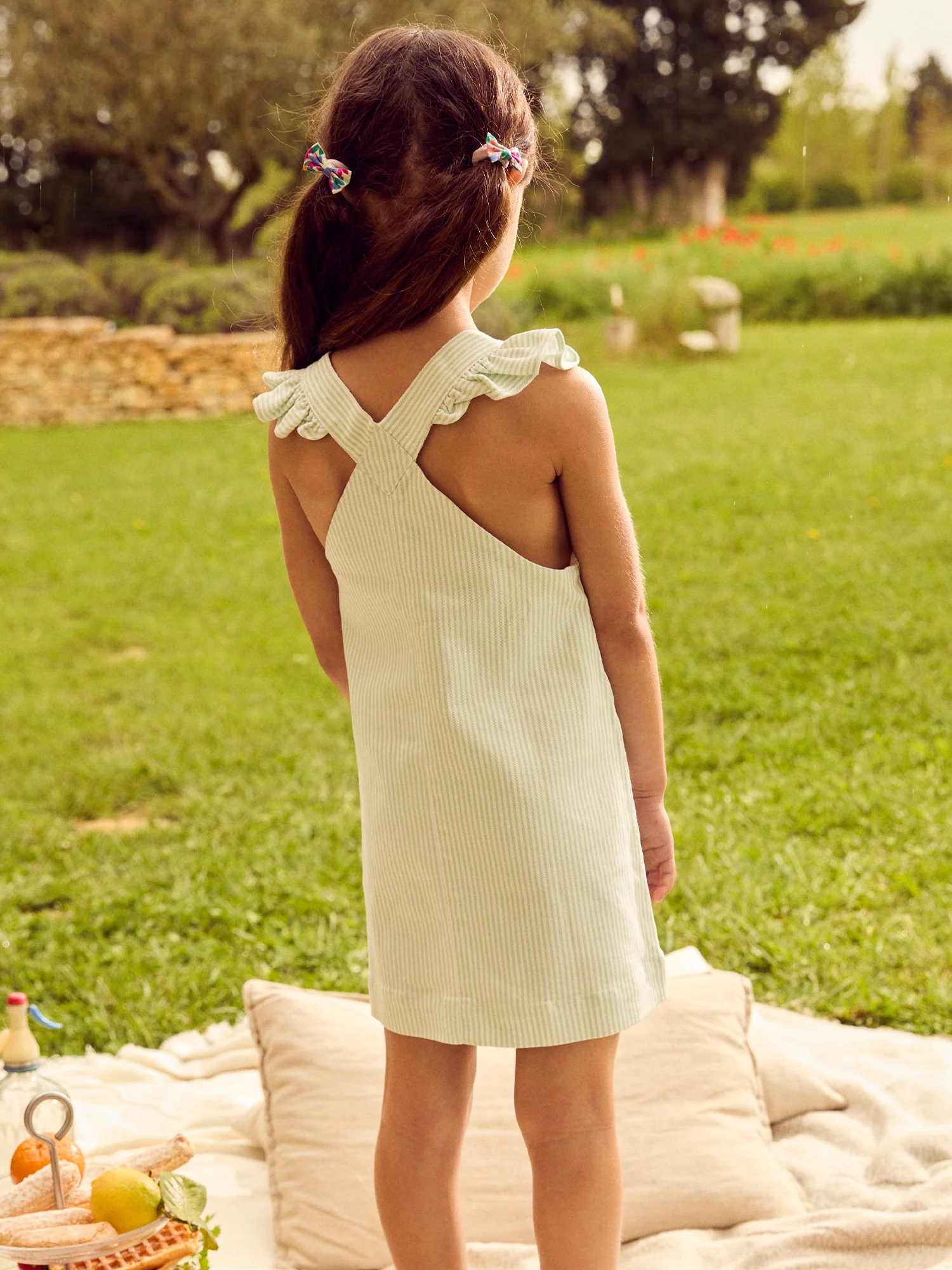 Robe Ă rayures vertes Fille - Image 4