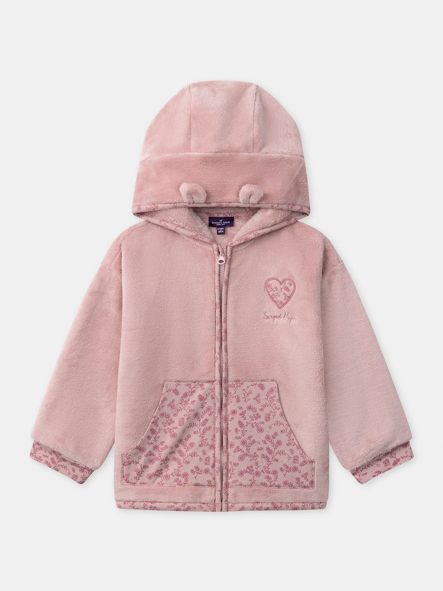 Veste de nuit à capuche zippé rose de nuit Fille