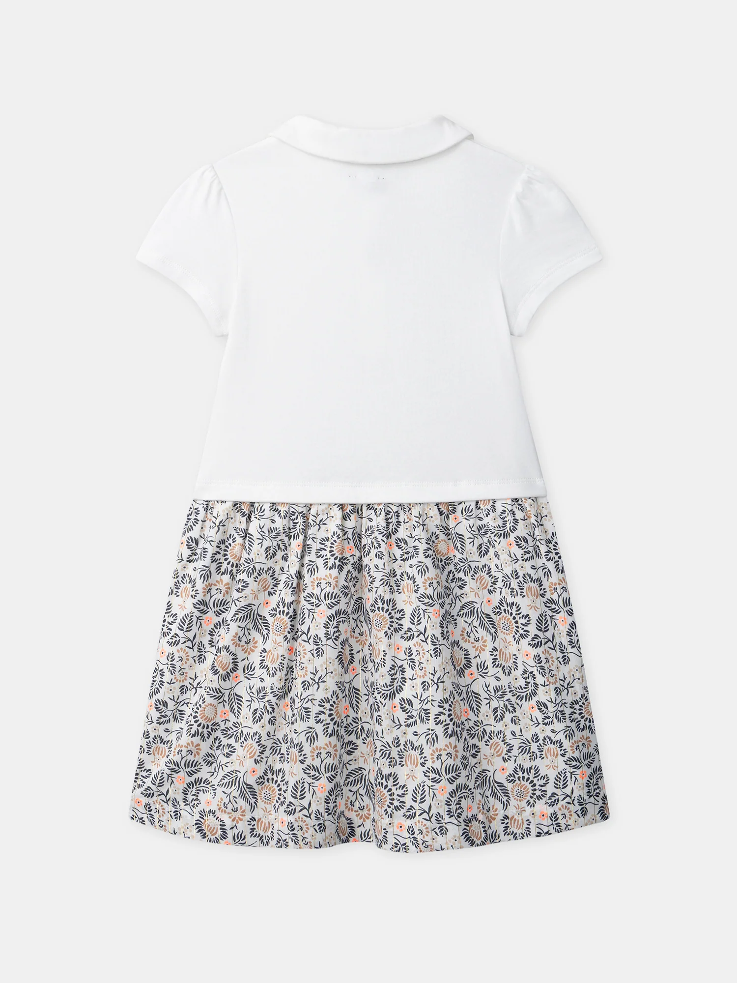 Robe bi-matière écrue ou imprimée fleurie Fille - Image 4