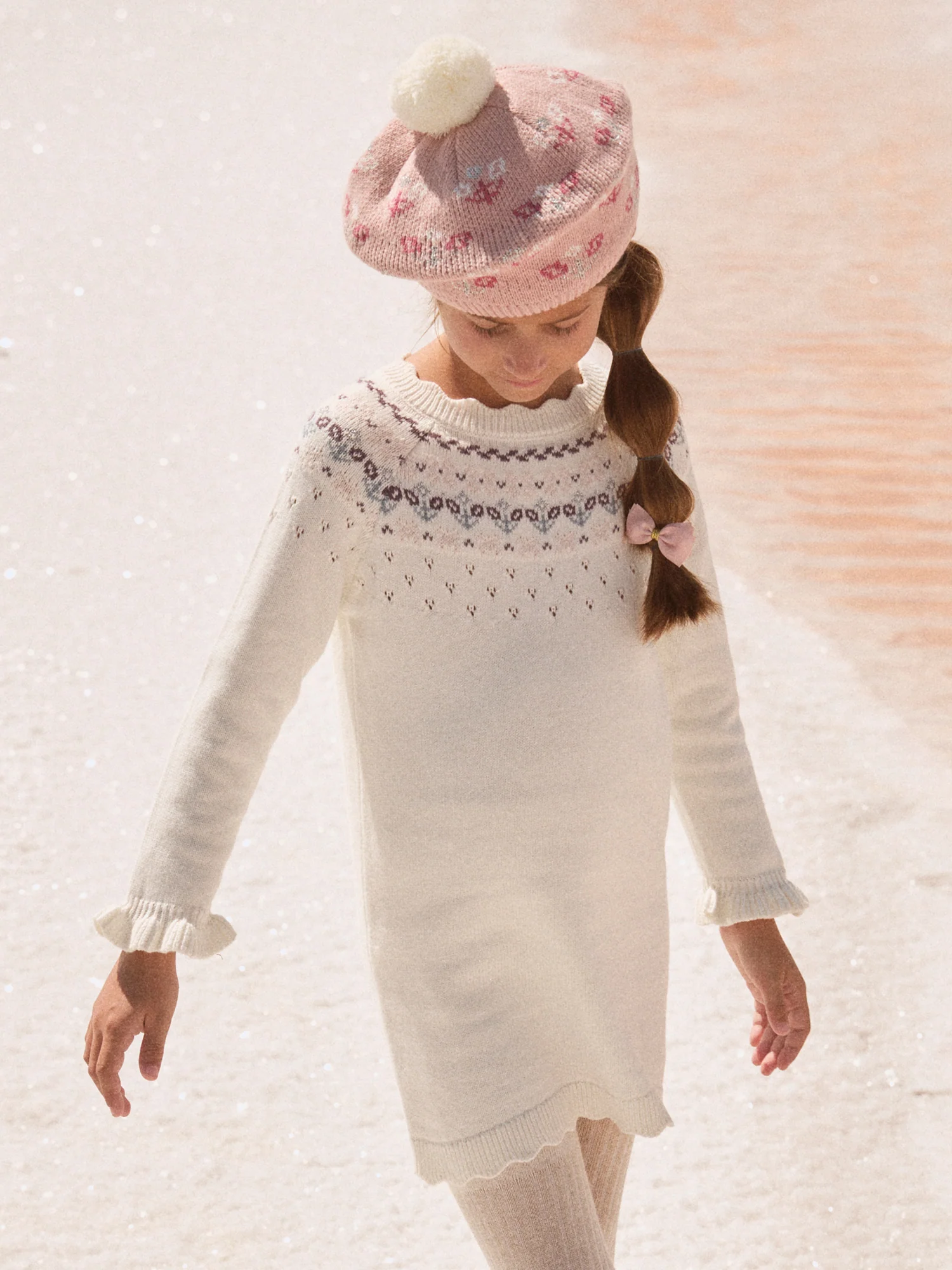 Robe blanche à motif jacquard Fille - Image 2