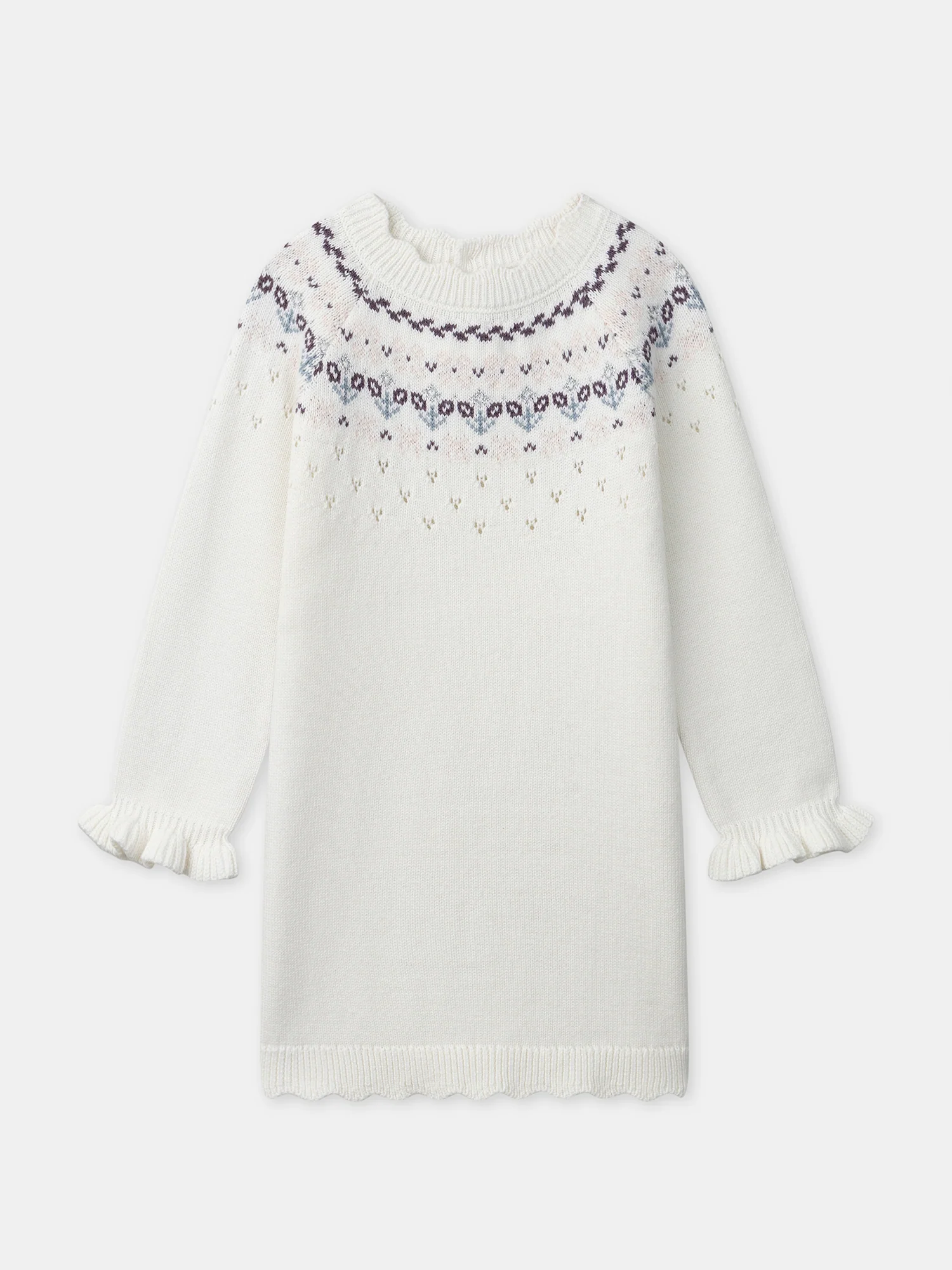 Robe blanche à motif jacquard Fille - Image 4