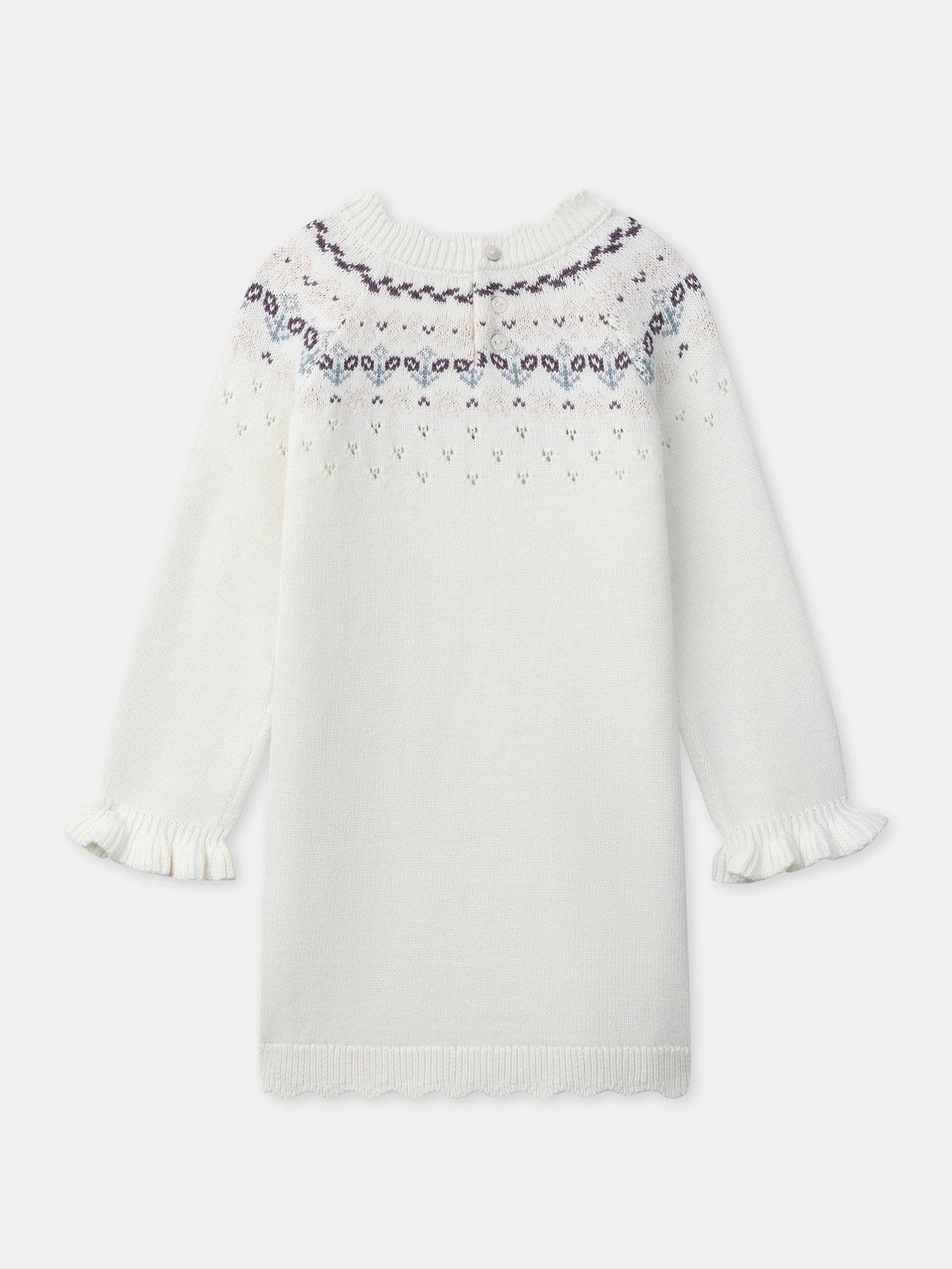 Robe blanche à motif jacquard Fille - Image 7