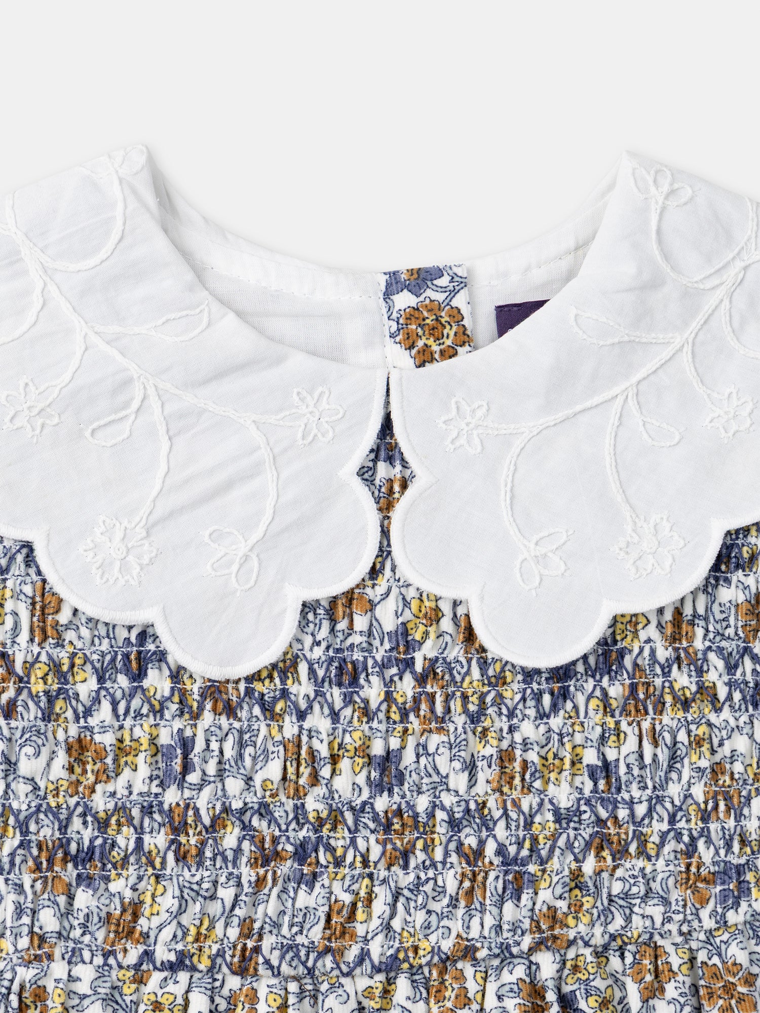 Robe imprimé fleuri à col pétale blanc Fille - Image 4