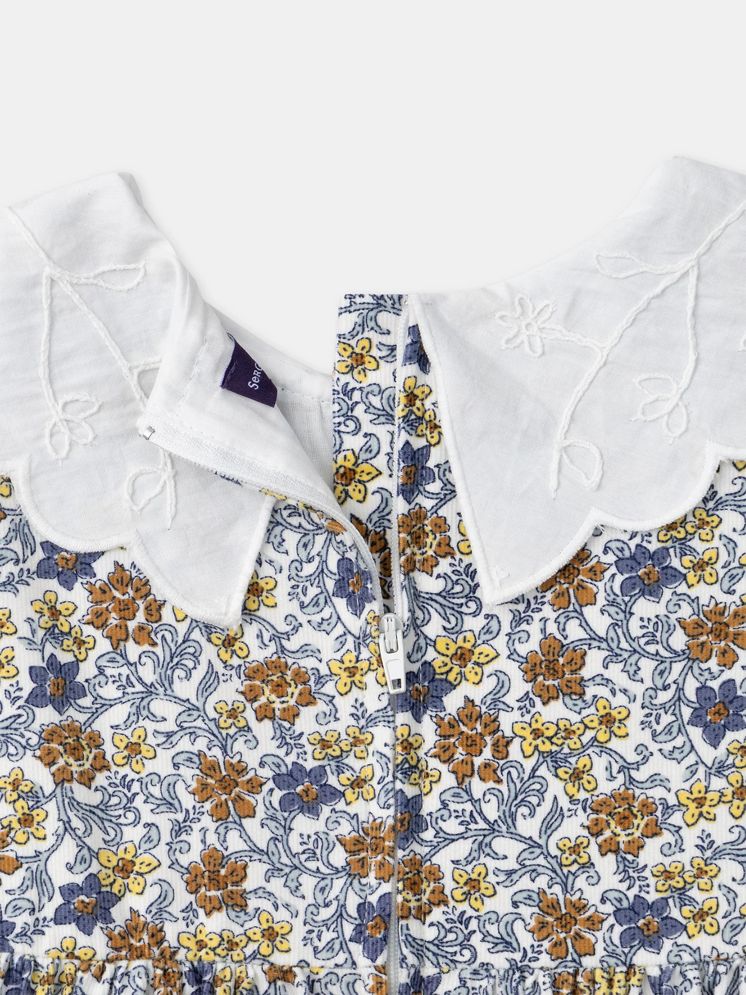 Robe imprimé fleuri à col pétale blanc Fille - Image 6
