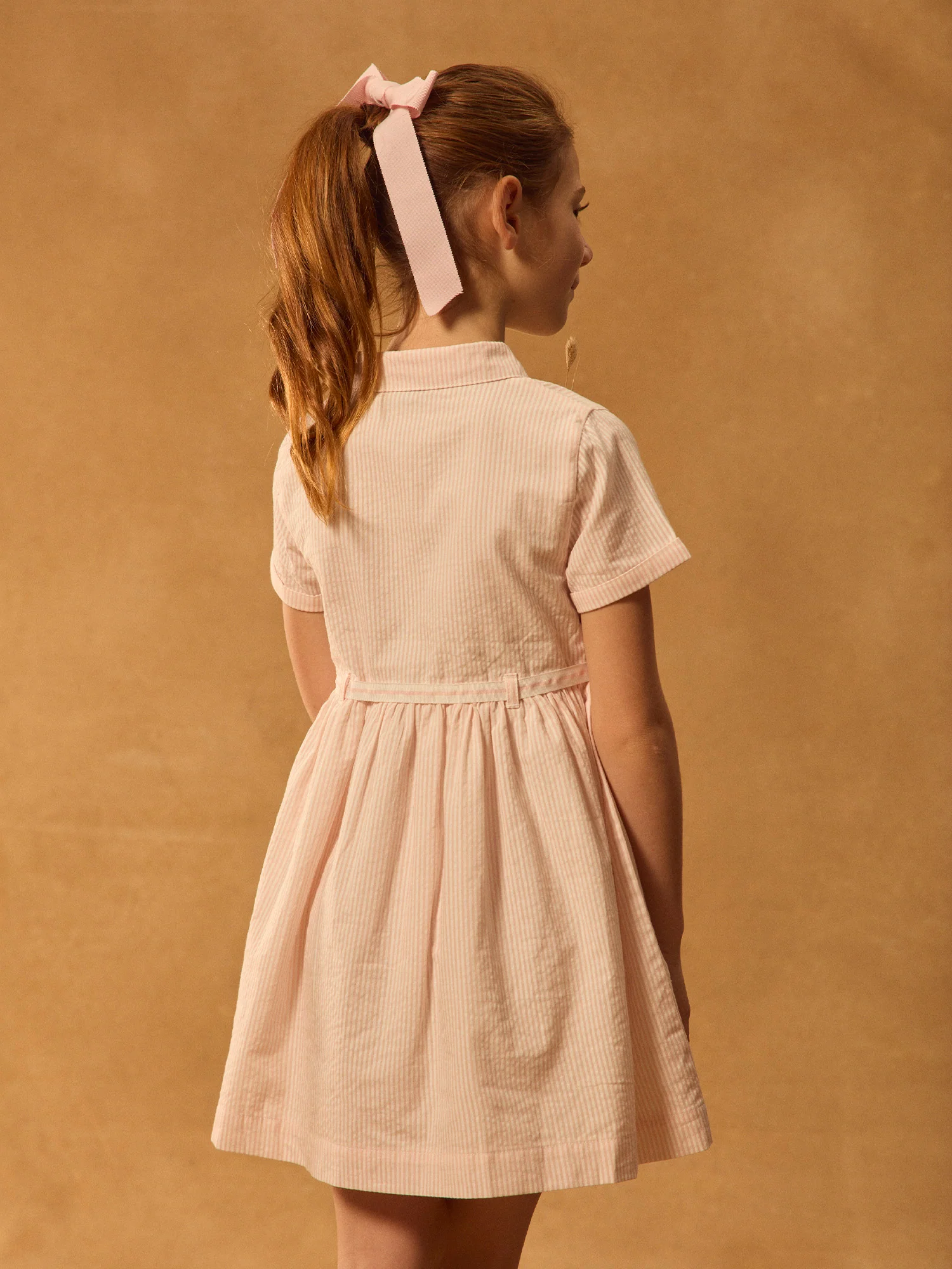Robe chemise Ă rayures rose Fille - Image 4