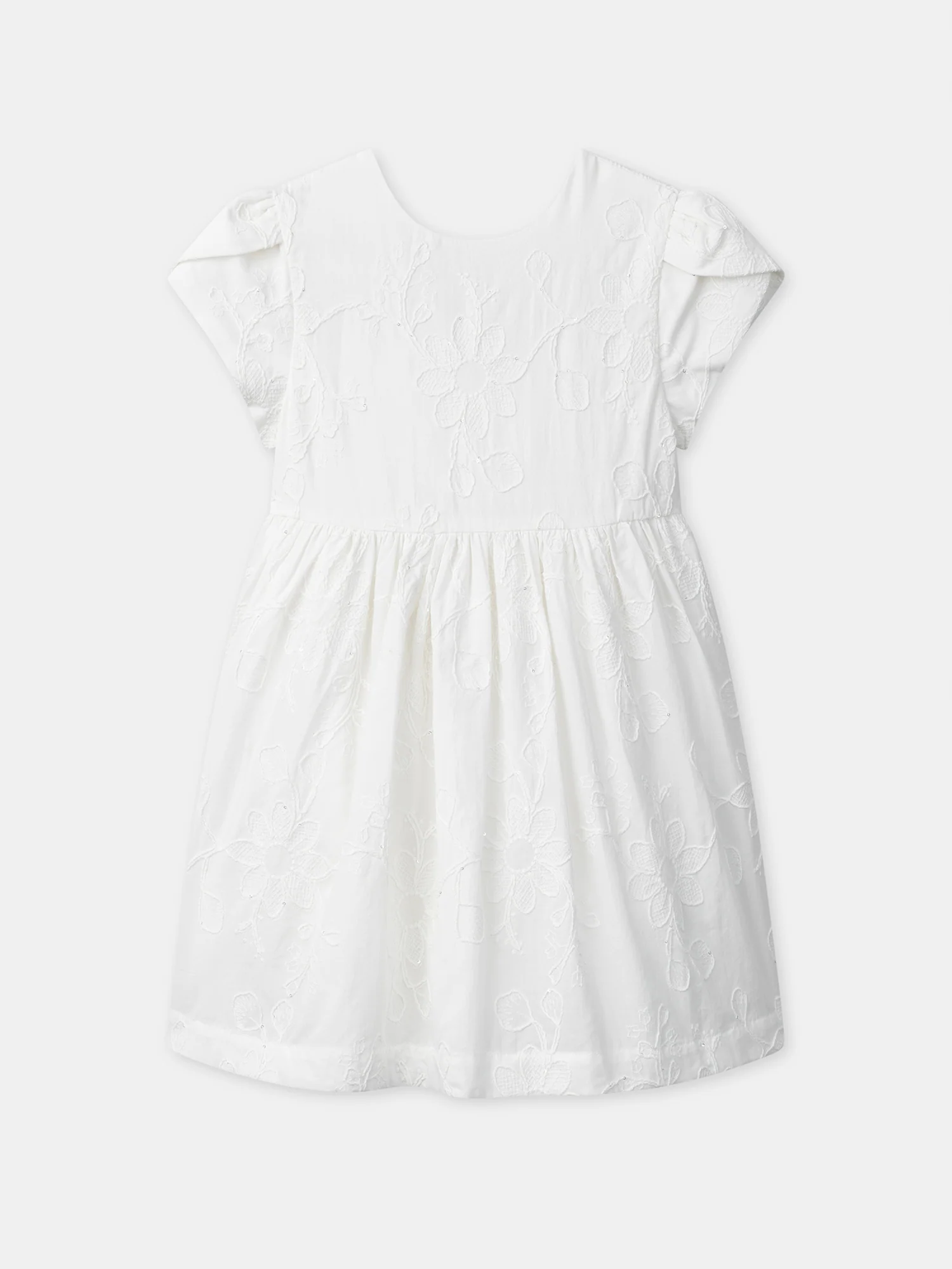 Robe écrue à broderies fleurs Fille