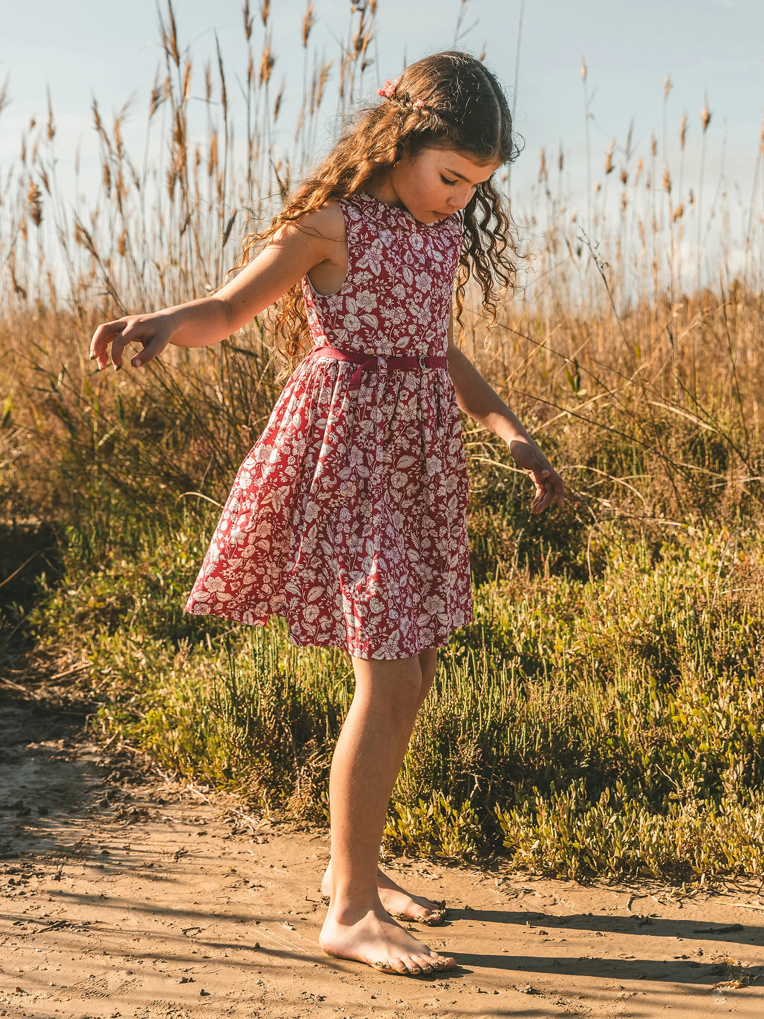 Robe fuchsia imprimé fleurs Fille - Image 4