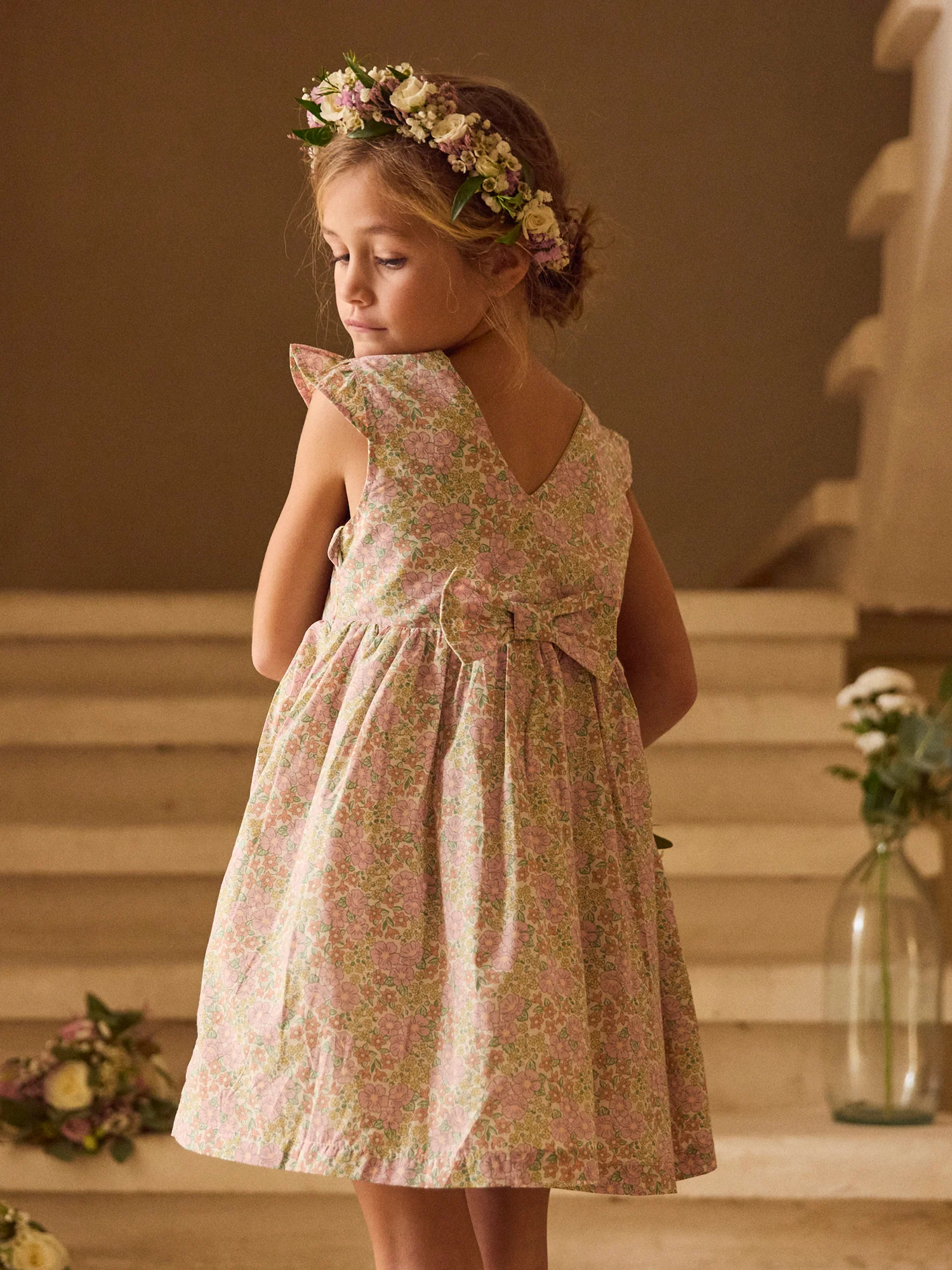 Robe imprimé fleuri à noeud Fille - Image 5