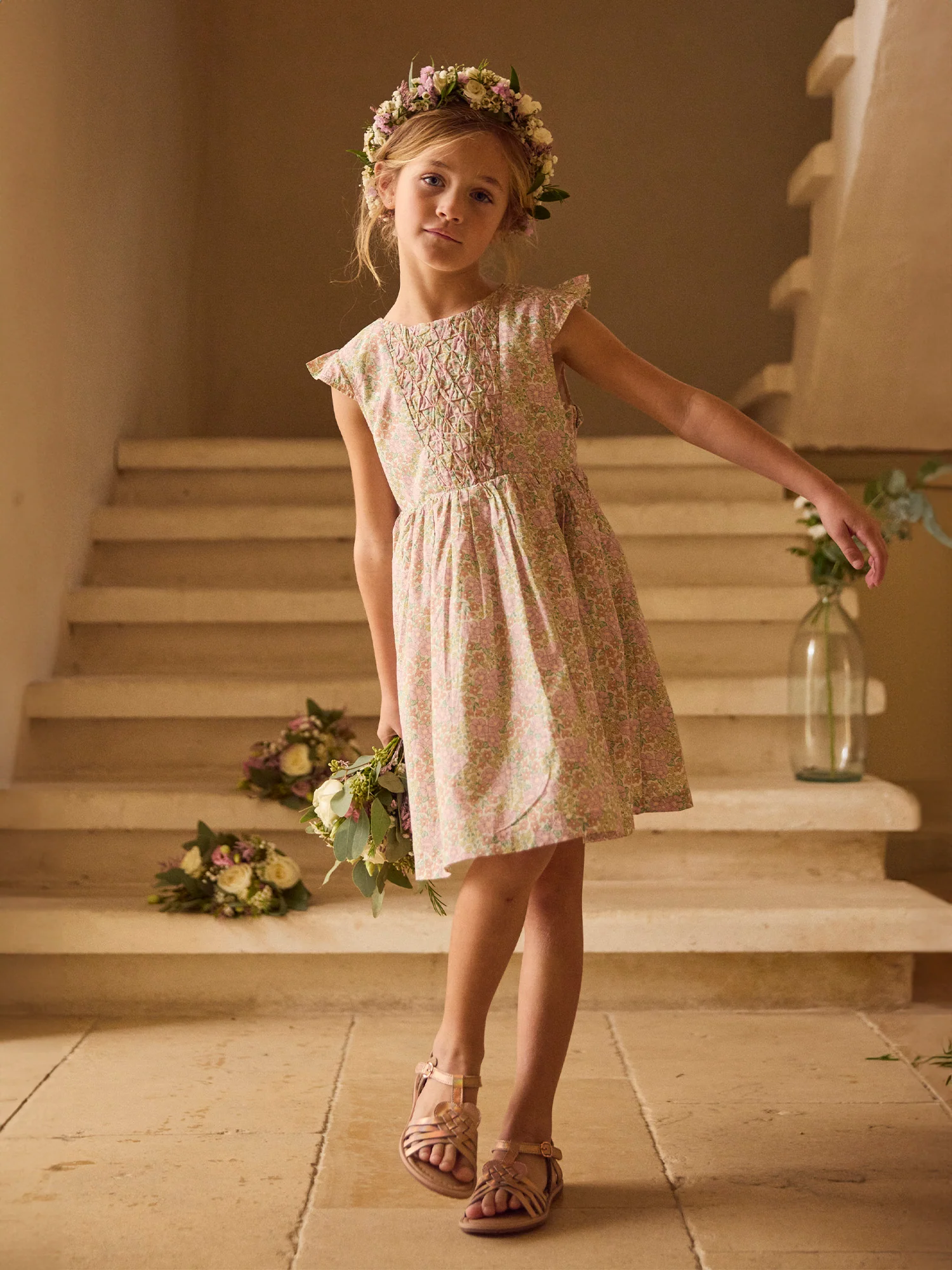 Robe imprimé fleuri à noeud Fille - Image 6