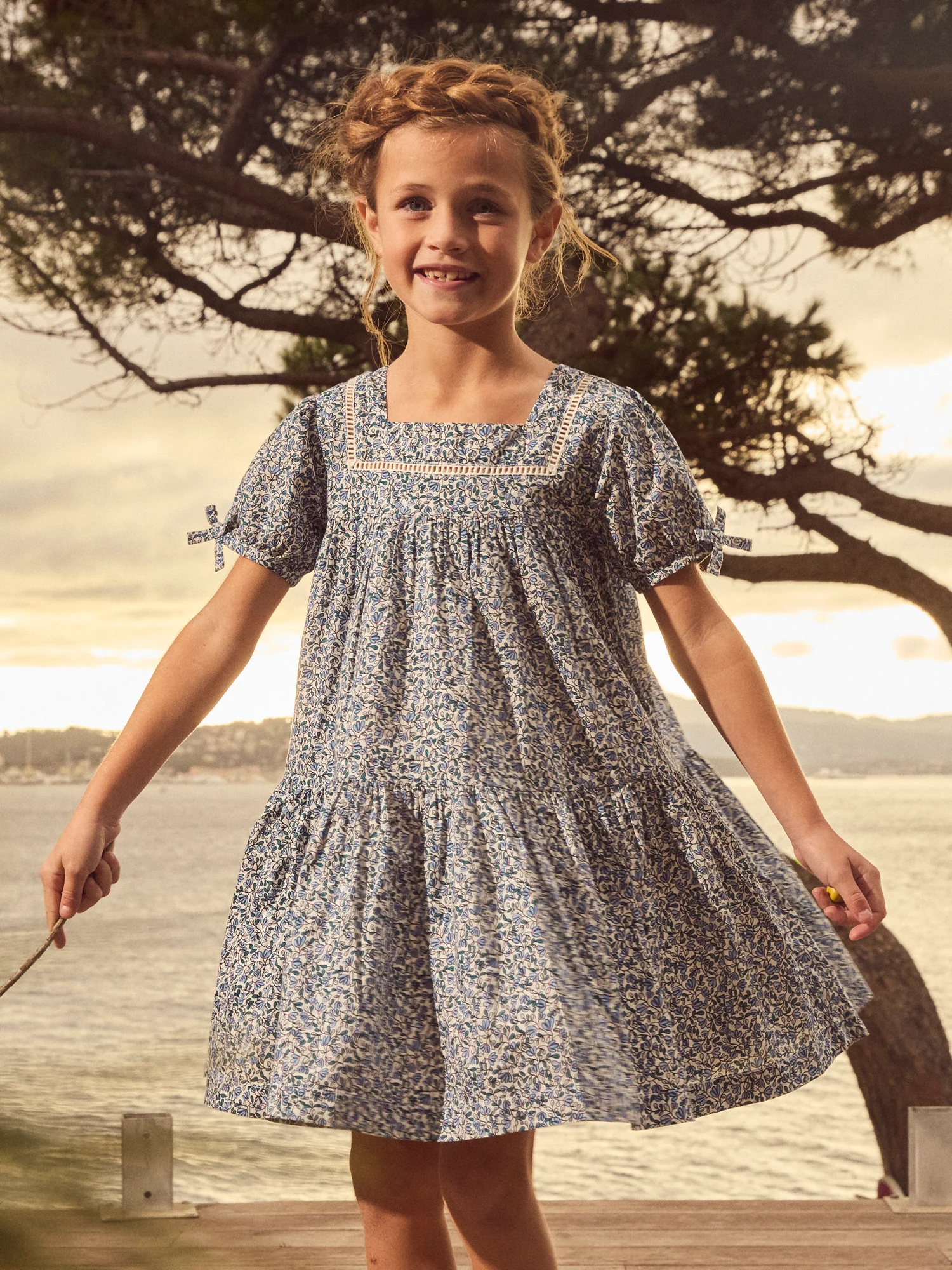 Robe imprimé fleuri bleu Fille - Image 2