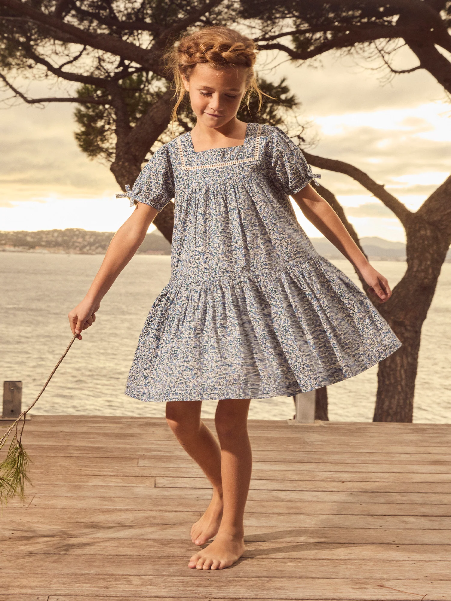 Robe imprimé fleuri bleu Fille - Image 5