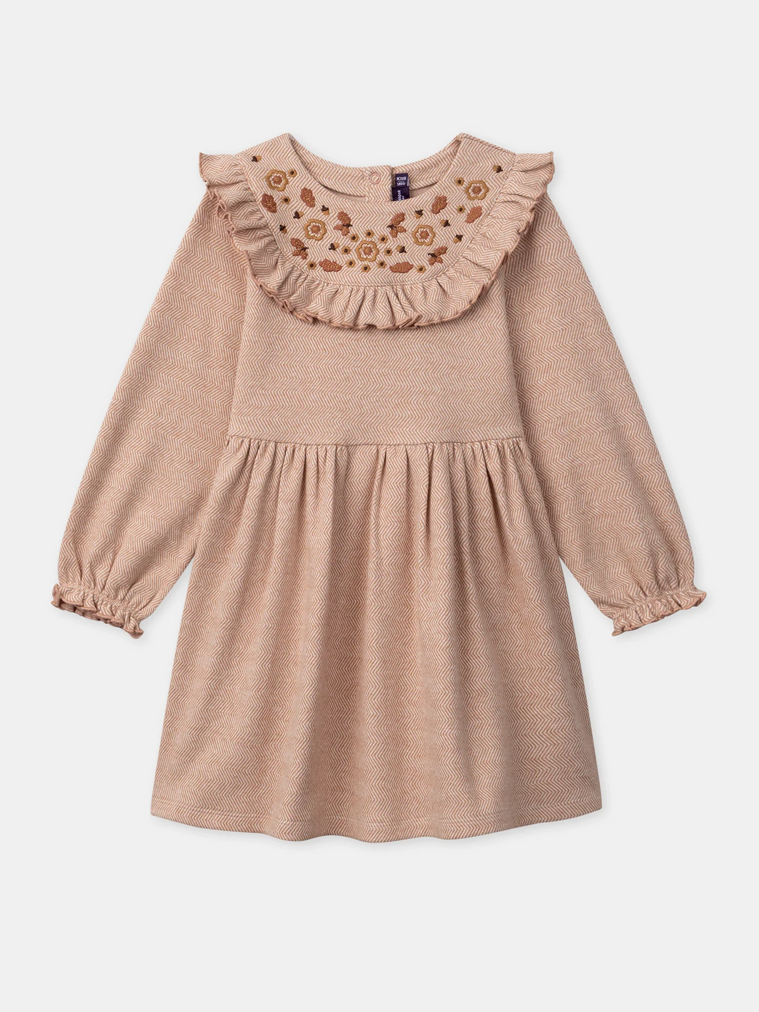 Robe rose à volant et broderies glands Fille