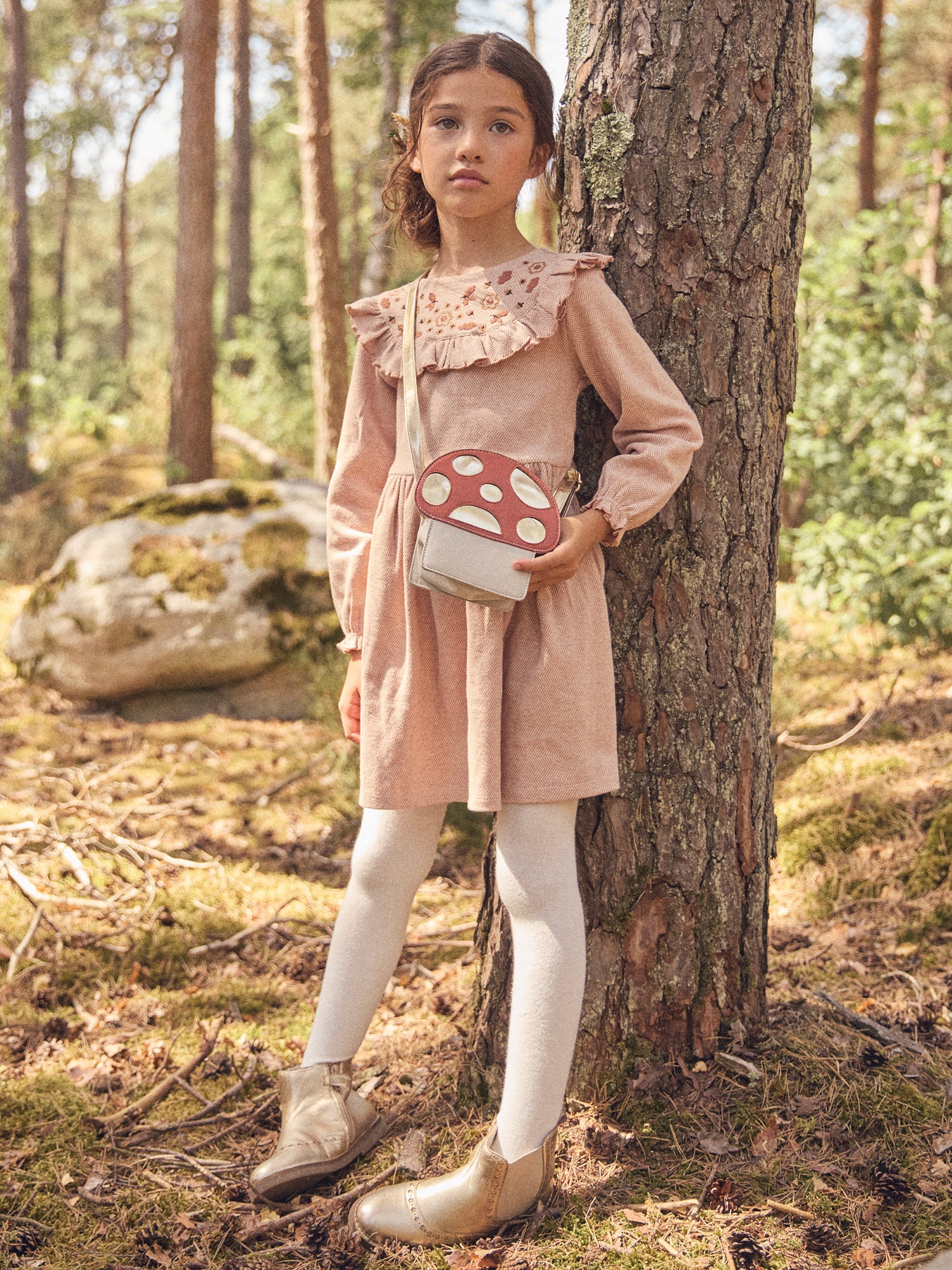 Robe rose à volant et broderies glands Fille - Image 4