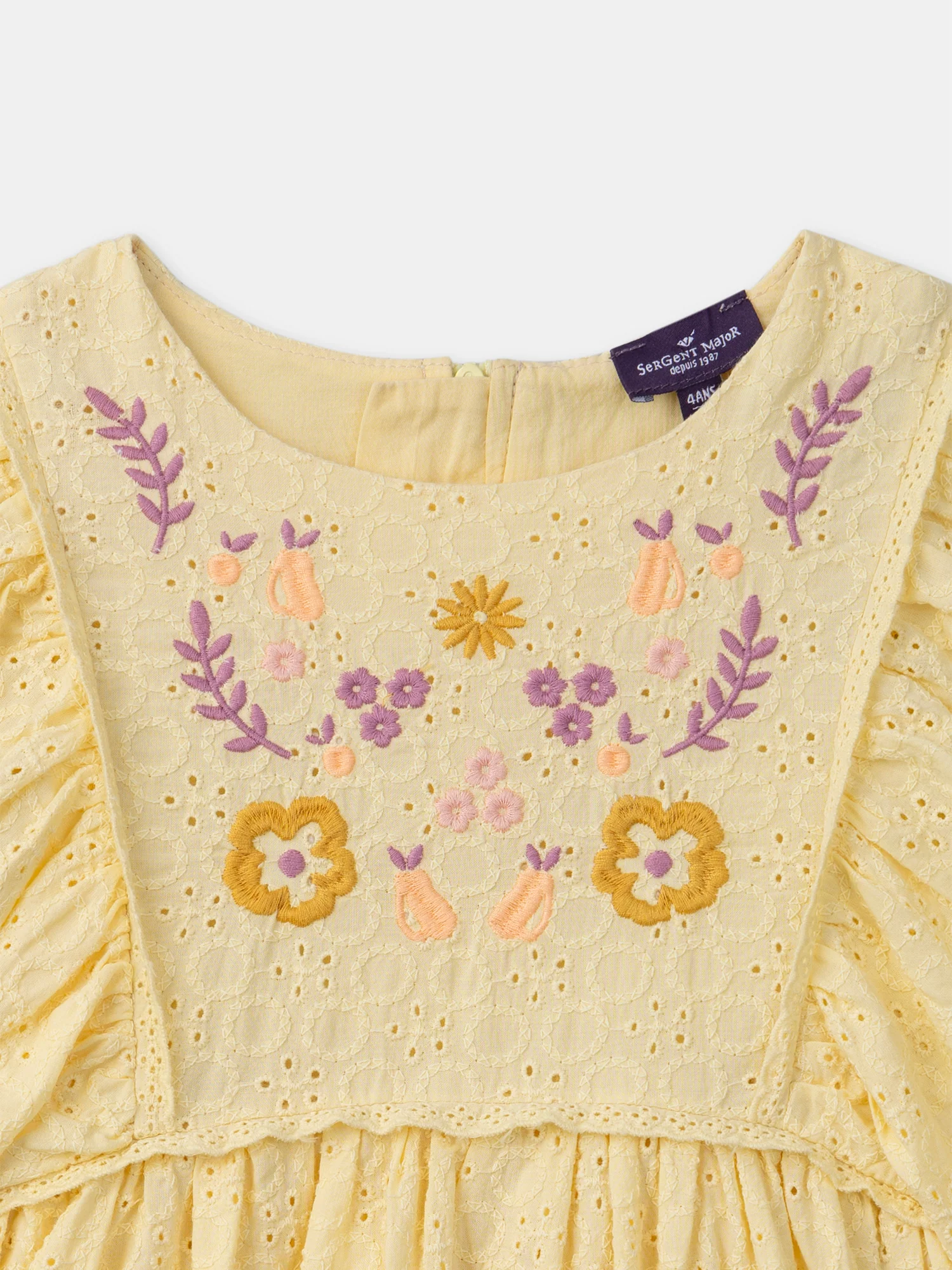 Robe jaune broderies anglaises - Image 2