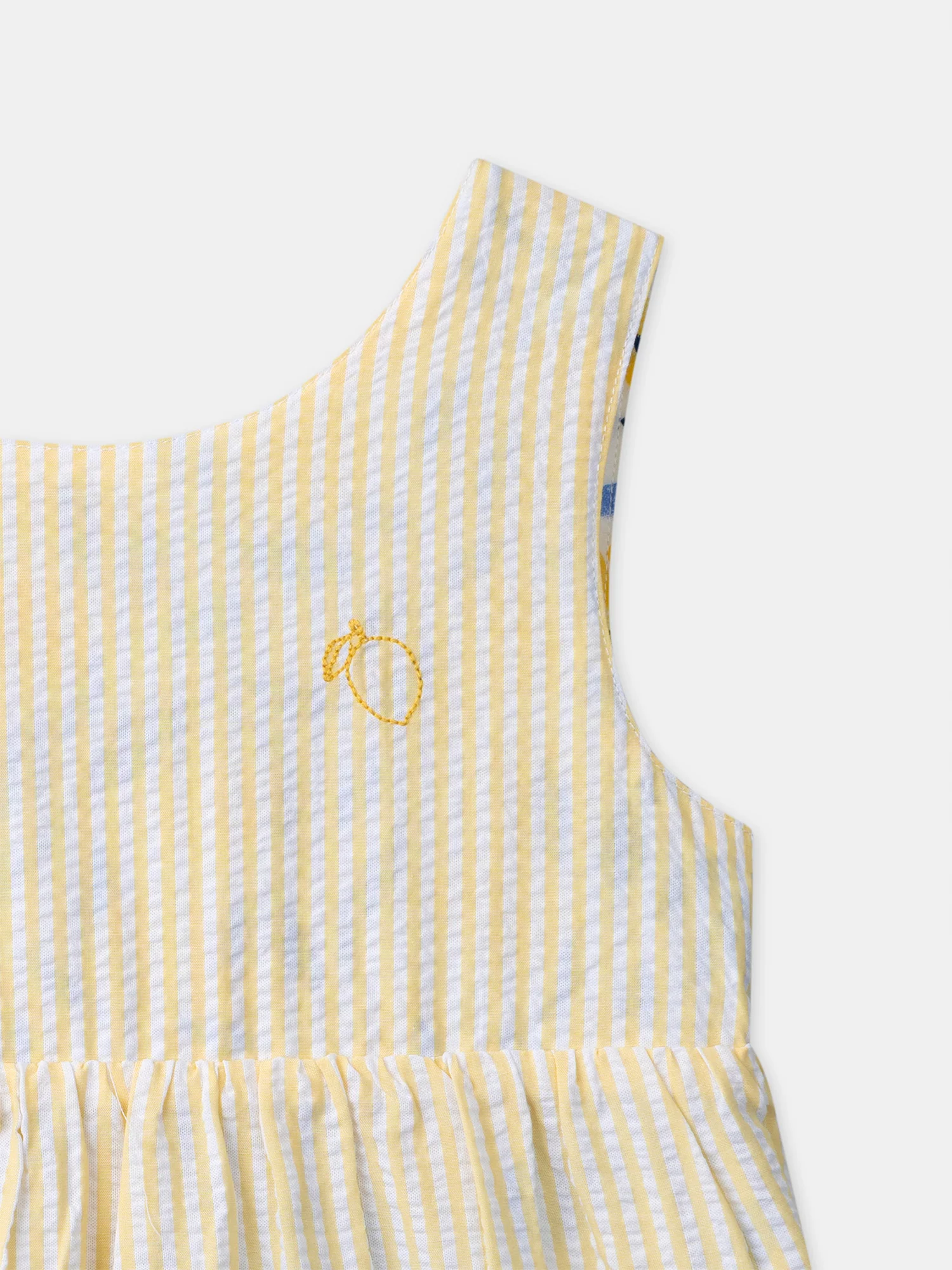 Robe réversible imprimée citrons ou à rayures jaunes Fille - Image 10