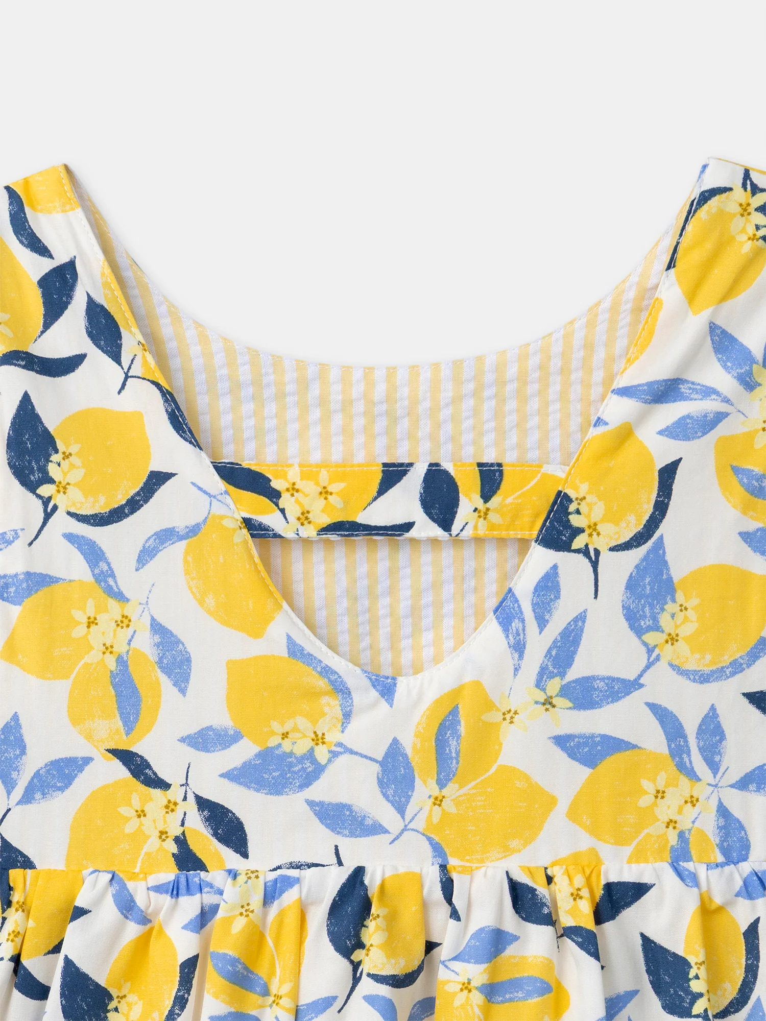 Robe réversible imprimée citrons ou à rayures jaunes Fille - Image 11