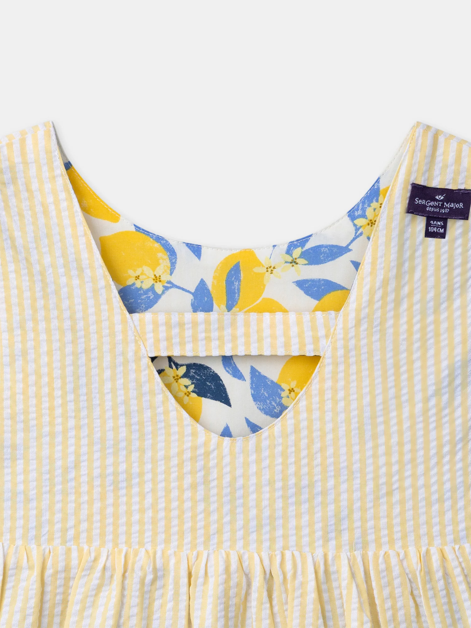 Robe réversible imprimée citrons ou à rayures jaunes Fille - Image 12