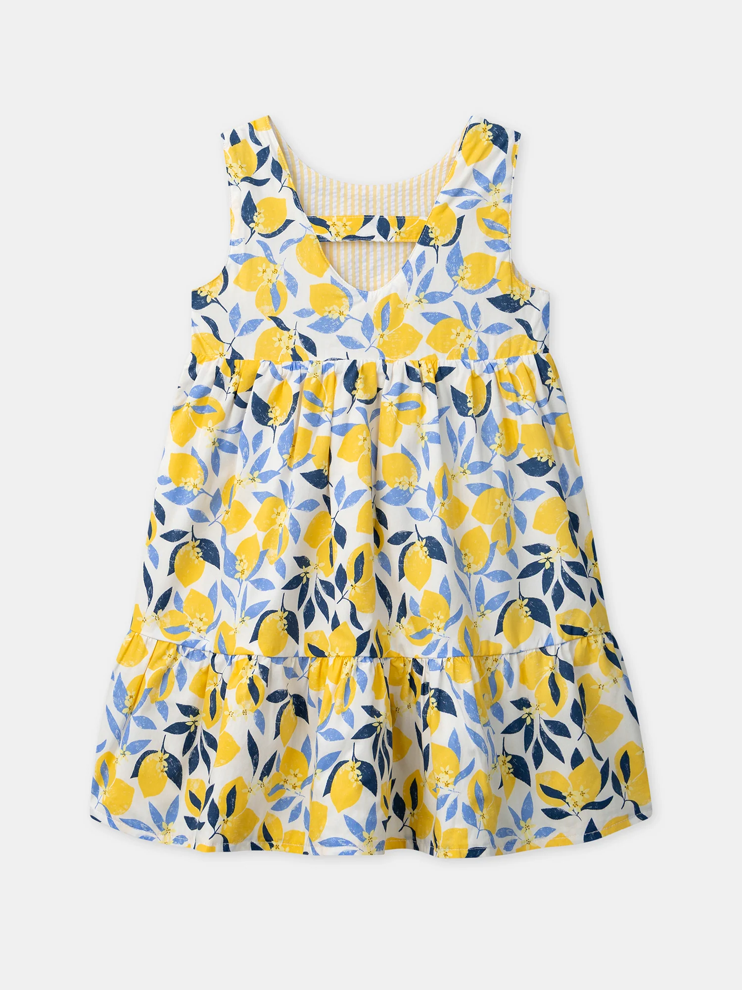 Robe réversible imprimée citrons ou à rayures jaunes Fille - Image 14