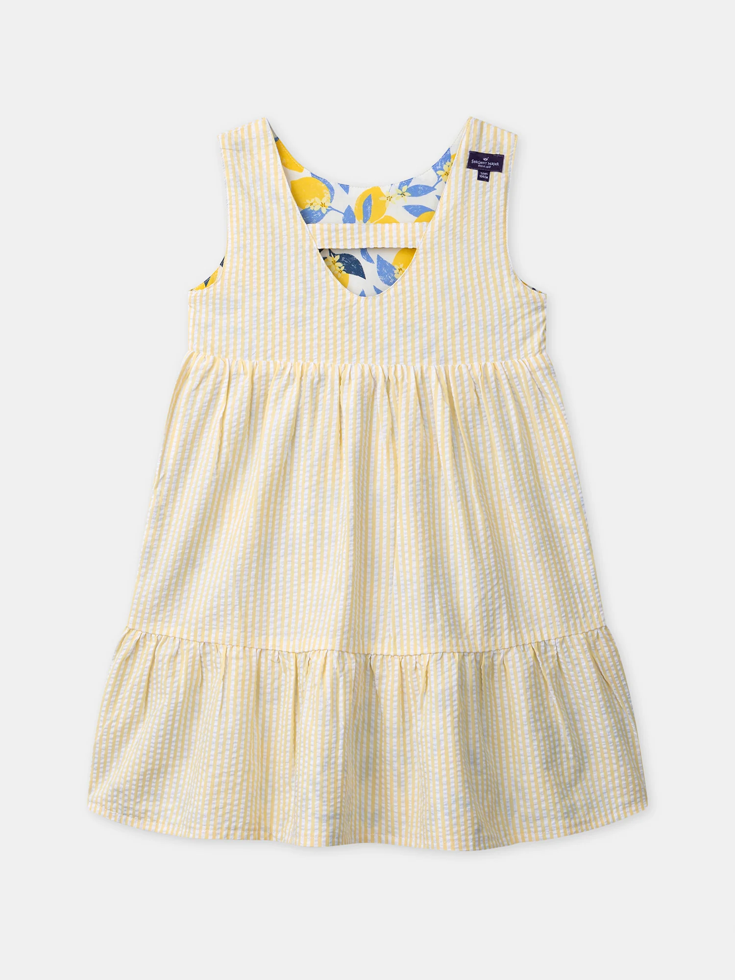 Robe réversible imprimée citrons ou à rayures jaunes Fille - Image 15