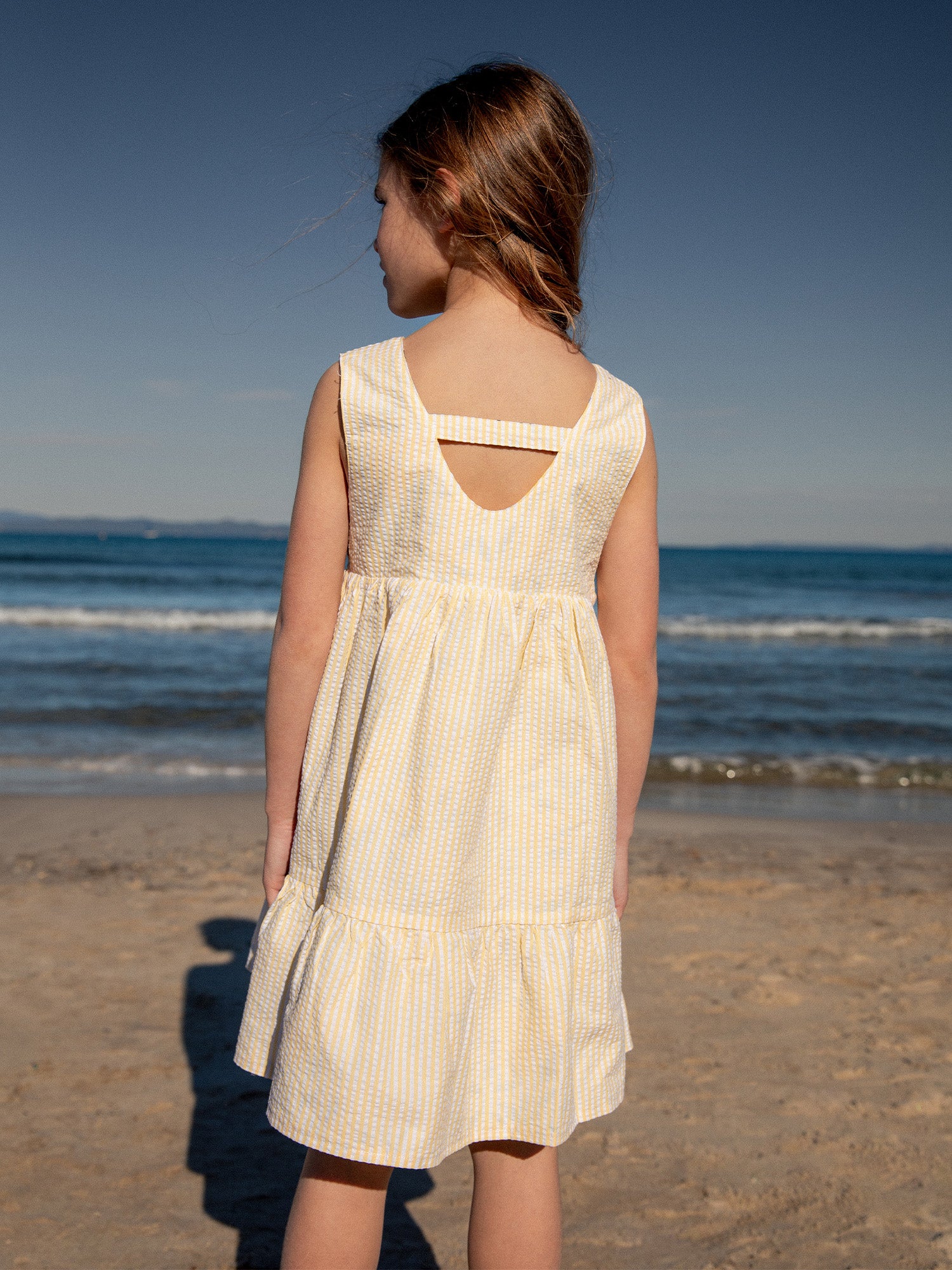 Robe réversible imprimée citrons ou à rayures jaunes Fille - Image 5